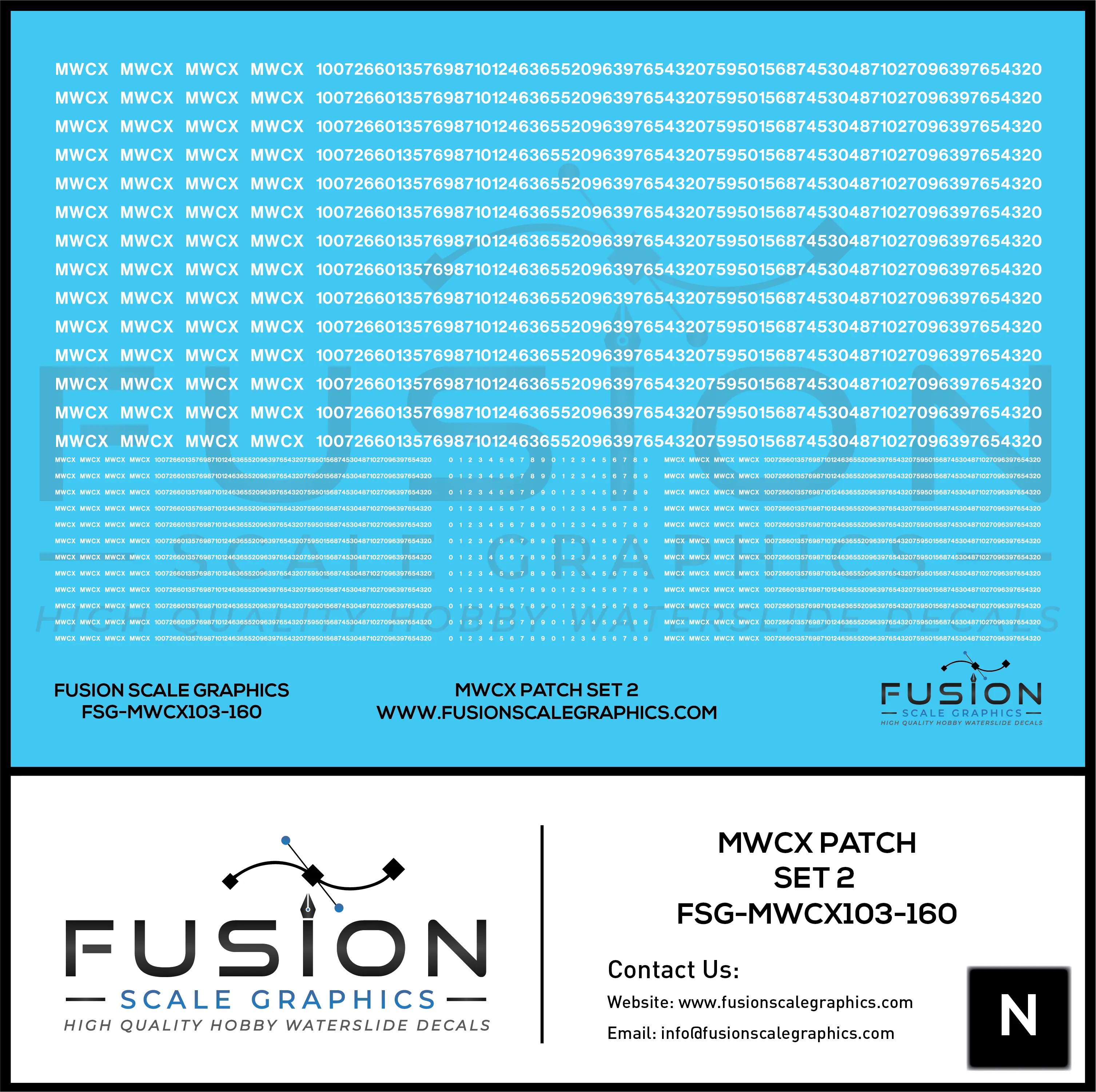 N Scale MWCX Freight Car Patching Decal Set 2 Fusion Scale Graphics