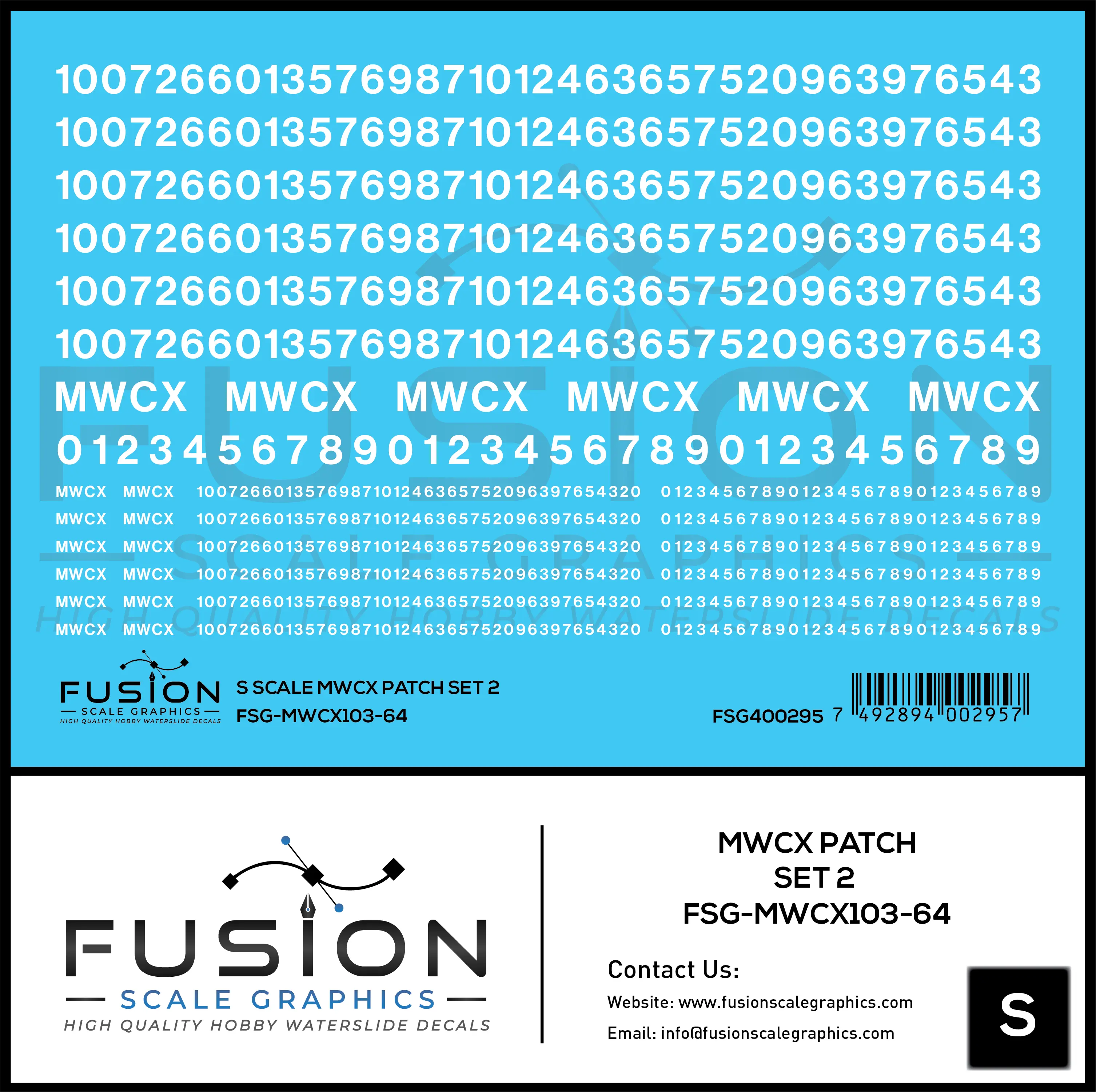 S Scale MWCX Freight Car Patching Decal Set 2 Fusion Scale Graphics