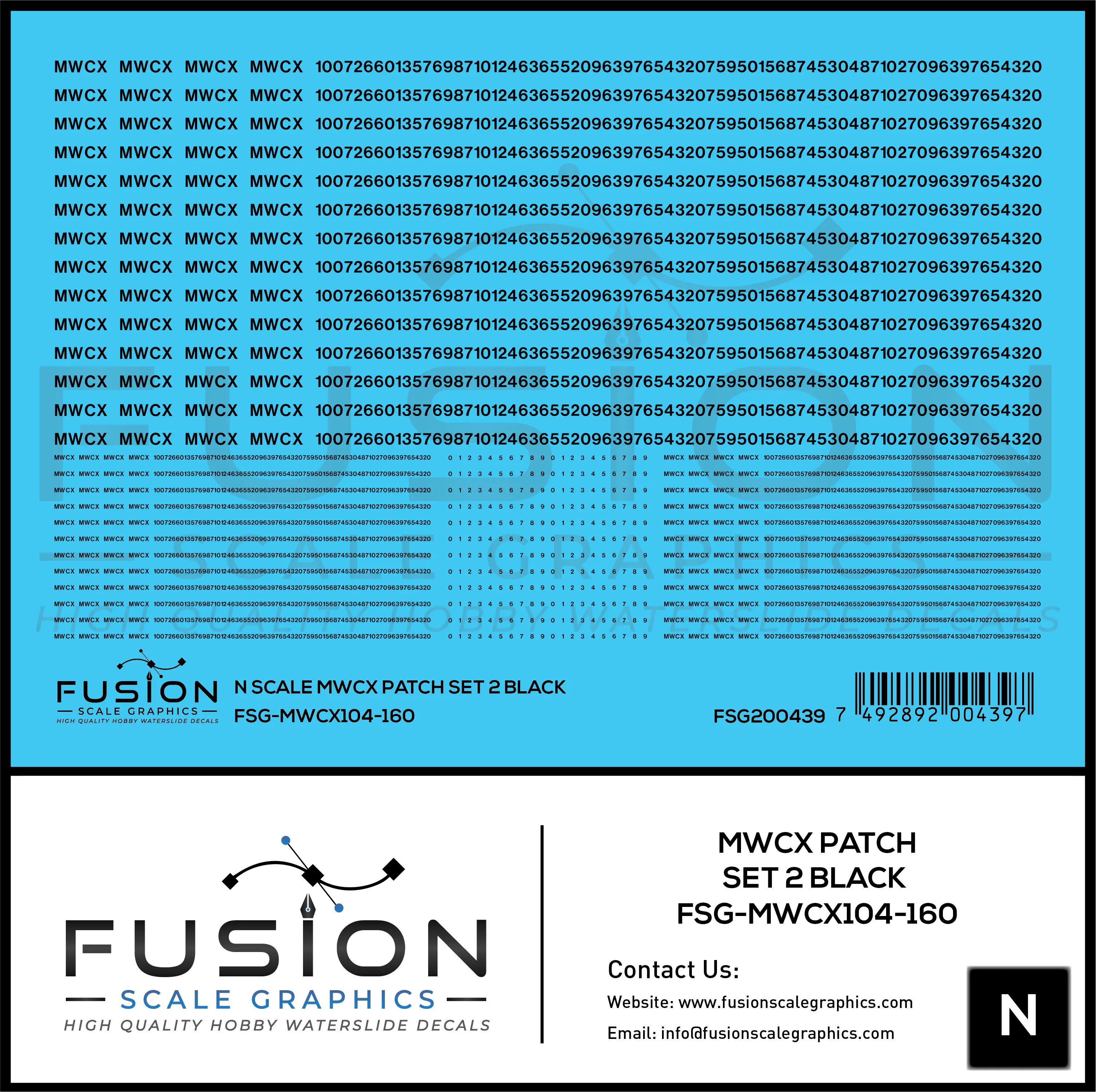 N Scale MWCX Freight Car Patching Decal Set 2 Black Fusion Scale Graphics