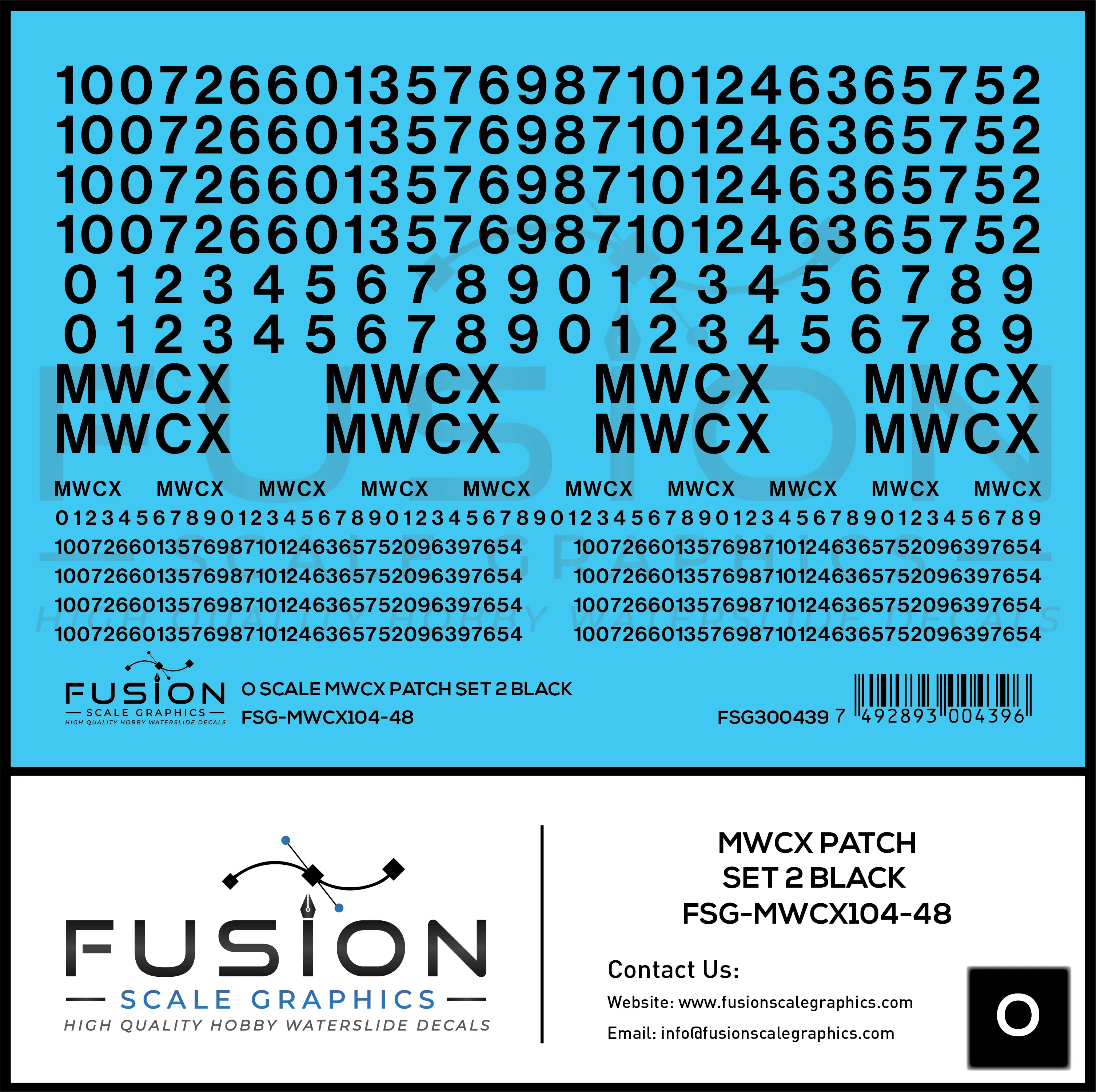 O Scale MWCX Freight Car Patching Decal Set 2 Black Fusion Scale Graphics