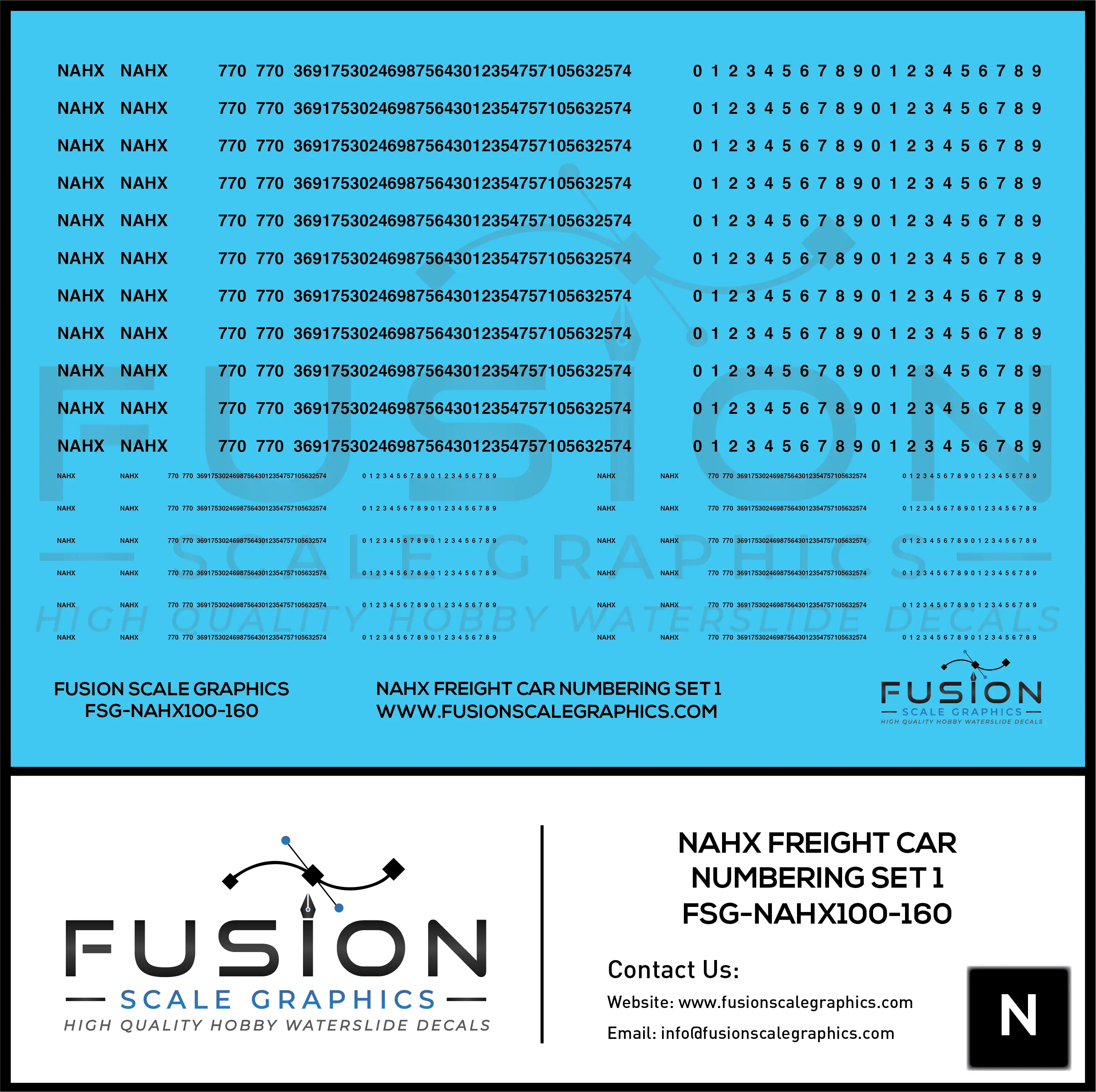 N Scale NAHX Freight Car Stencil Patches Set 1 Black Fusion Scale Graphics