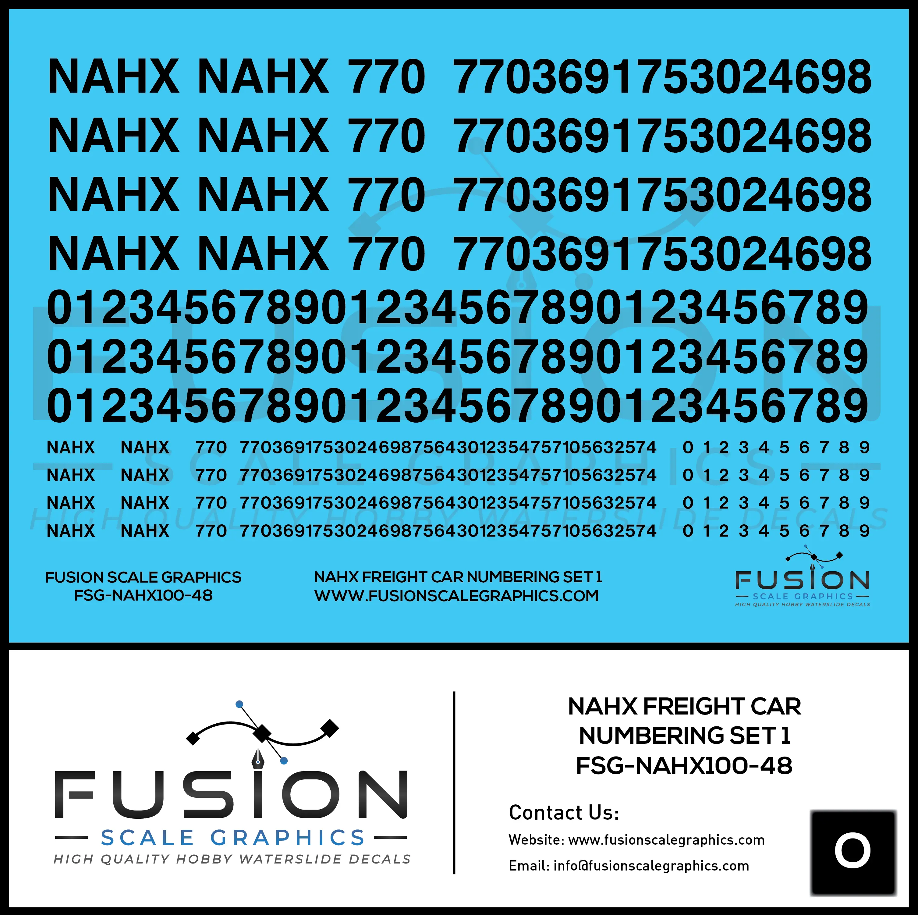 O Scale NAHX Freight Car Stencil Patches Set 1 Black Fusion Scale Graphics