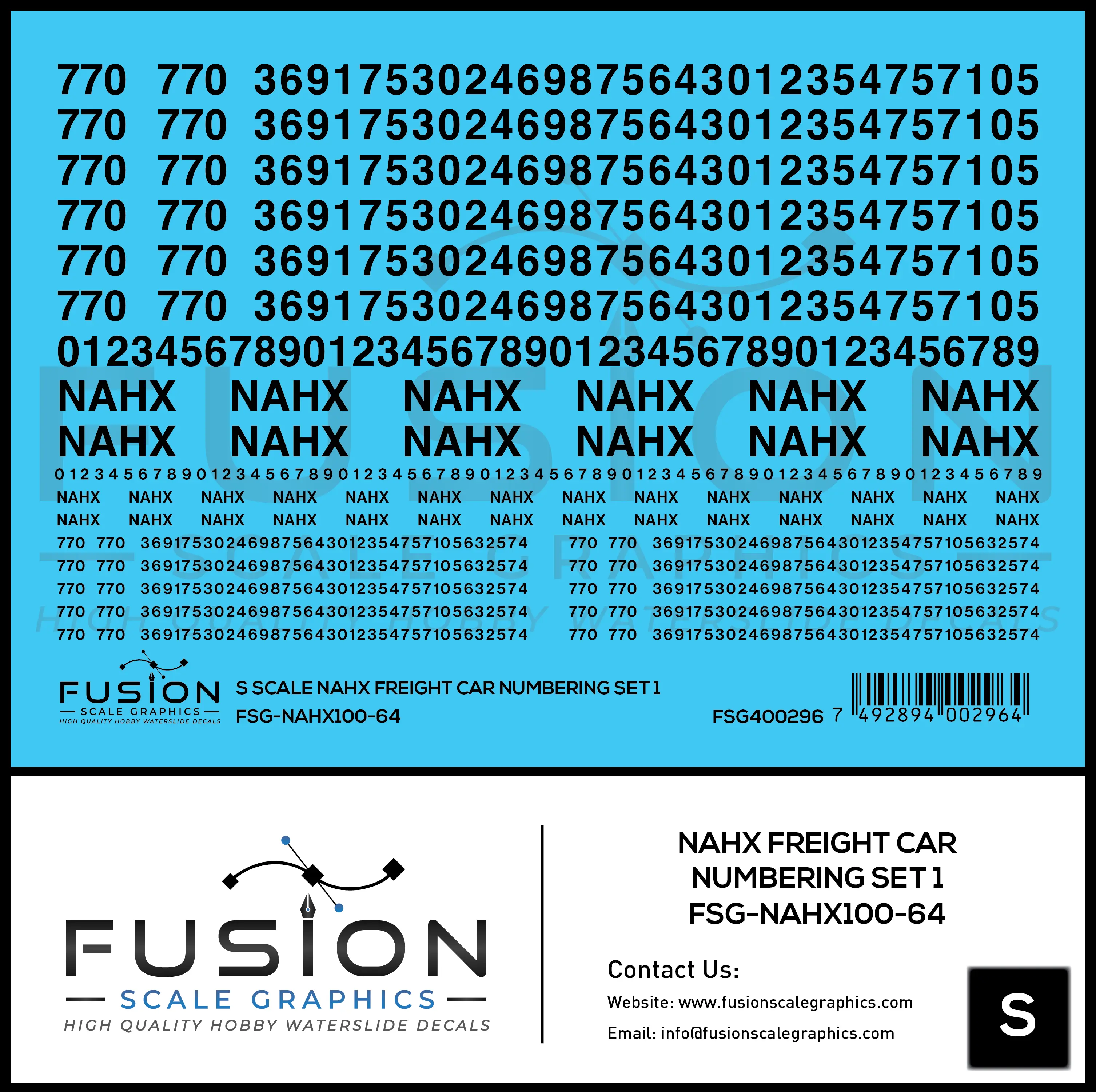 S Scale NAHX Freight Car Numbering Set 1 Decal Set - Front Range Hobbies