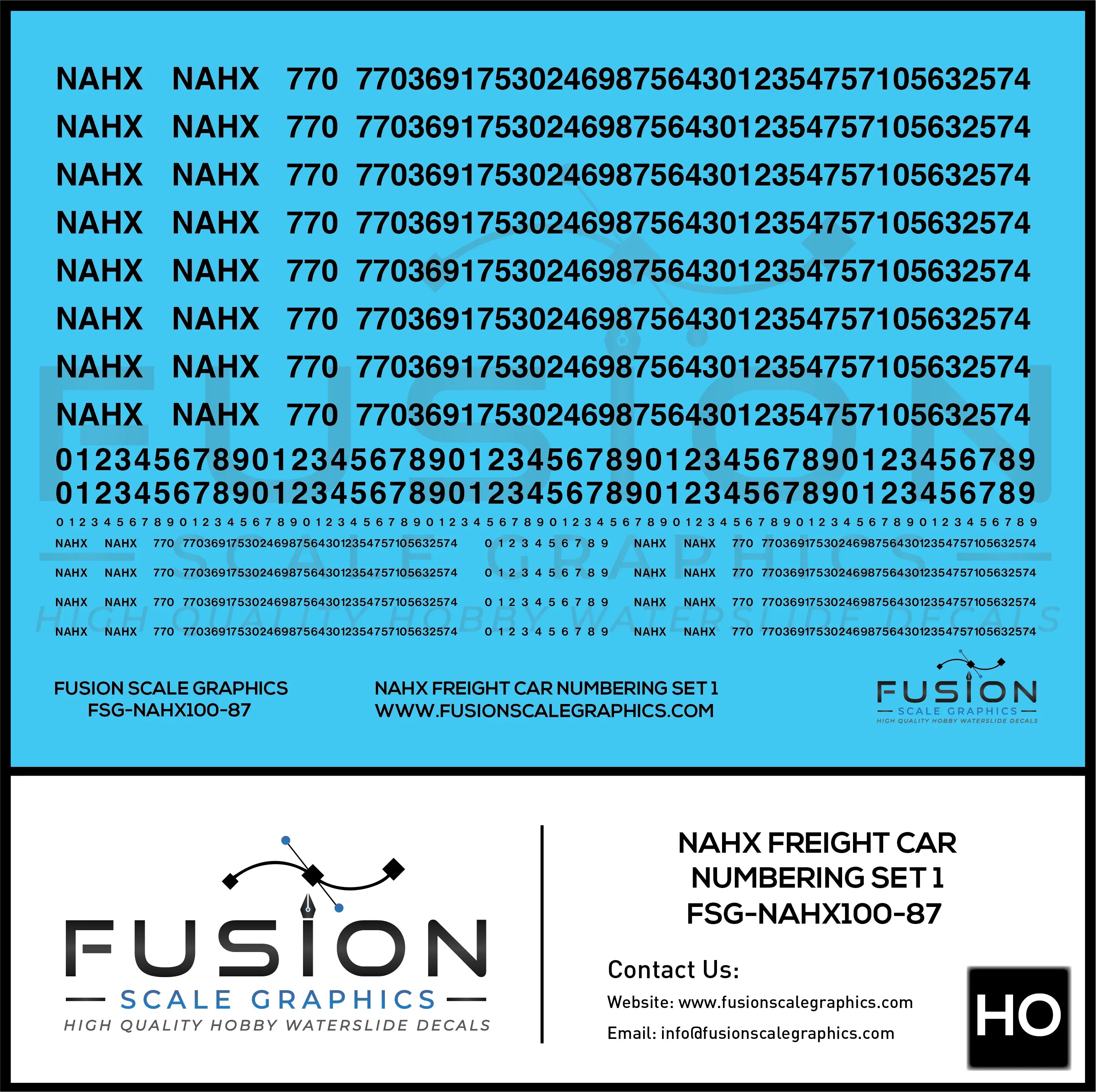 HO Scale NAHX Freight Car Stencil Patches Set 1 Black Fusion Scale Graphics