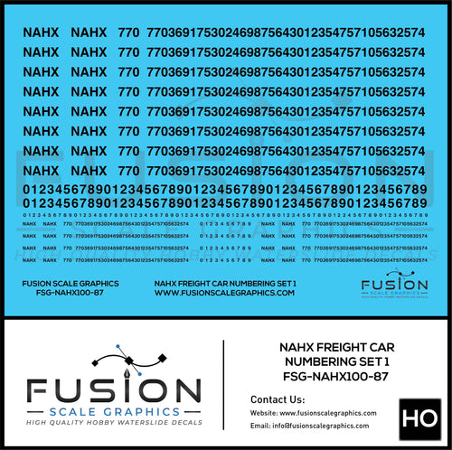 HO Scale NAHX Freight Car Stencil Patches Set 1 Black Fusion Scale Graphics