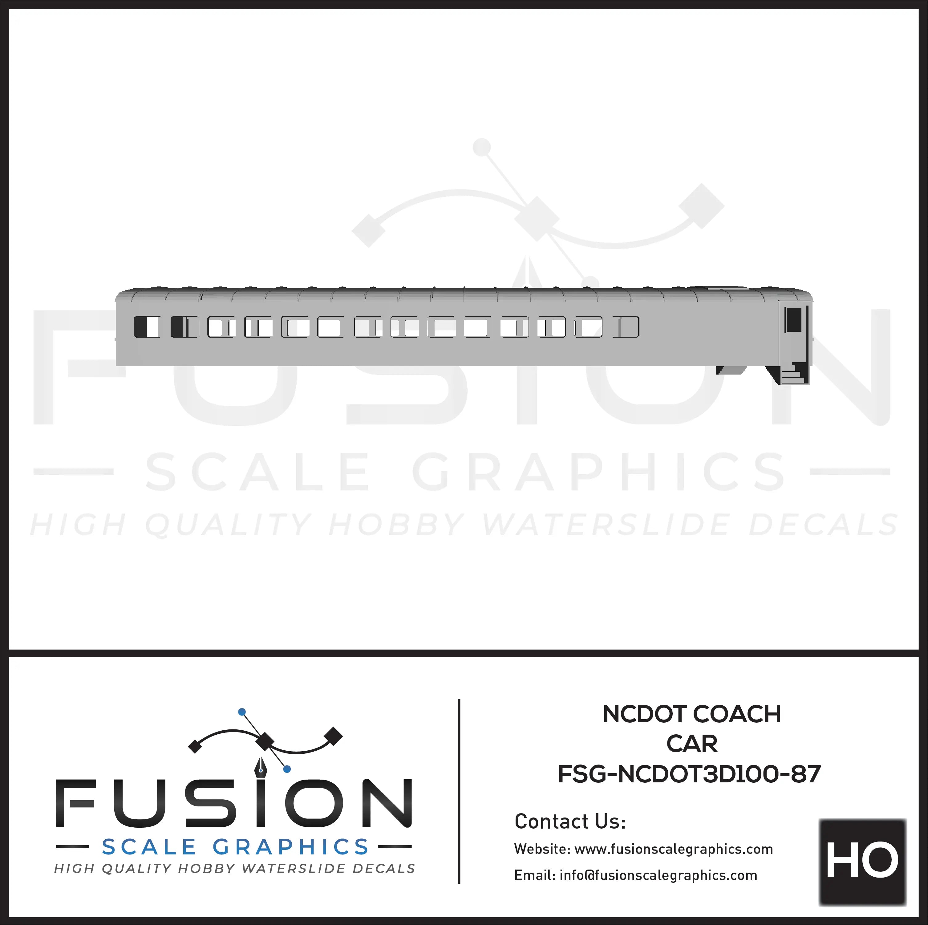 HO Scale NCDOT Coach Passenger Car Kit Fusion Scale Graphics