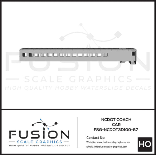 HO Scale NCDOT Coach Passenger Car Kit Fusion Scale Graphics
