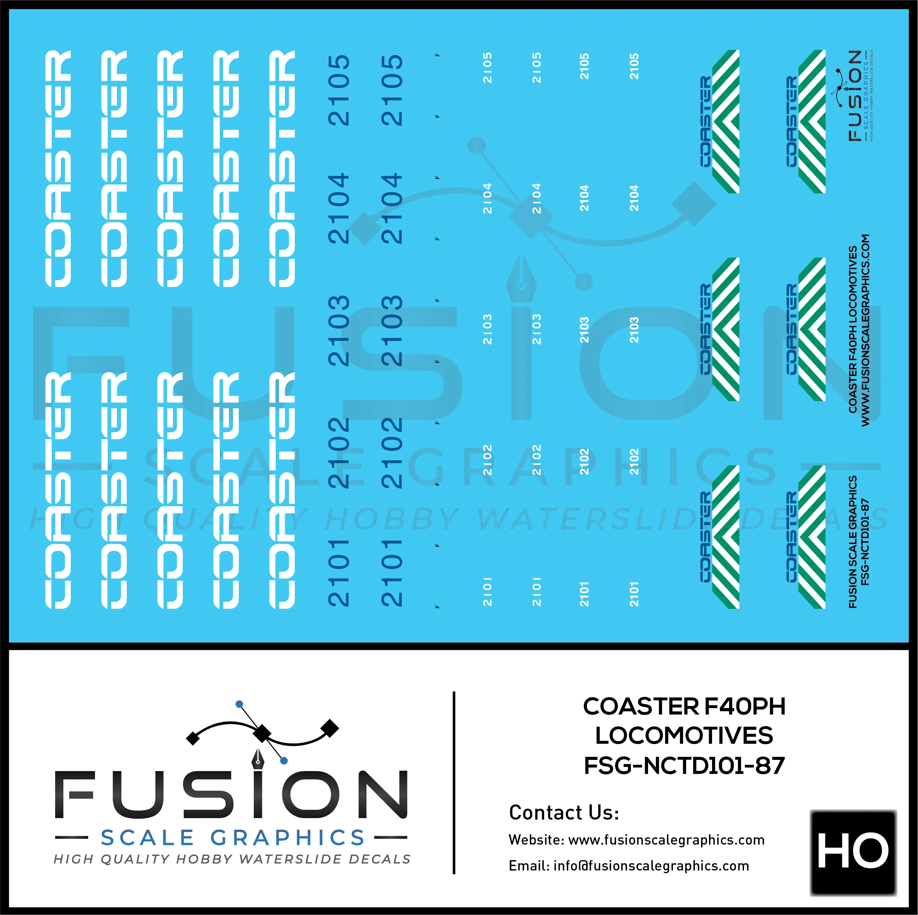 HO Scale Coster F40PH Locomotives Decal Set Fusion Scale Graphics
