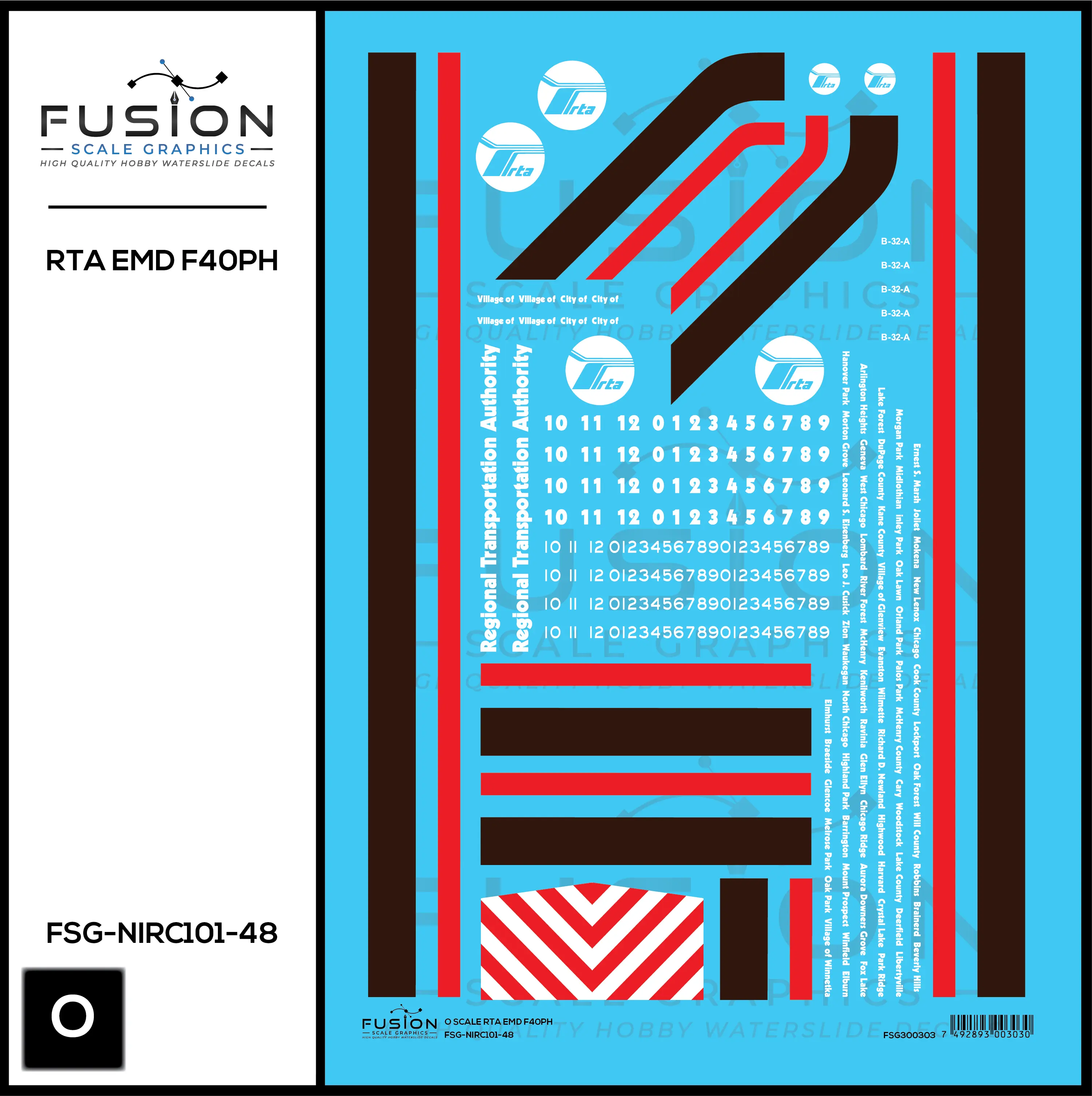 O Scale RTA EMD F40PH Locomotive Decal Set Fusion Scale Graphics