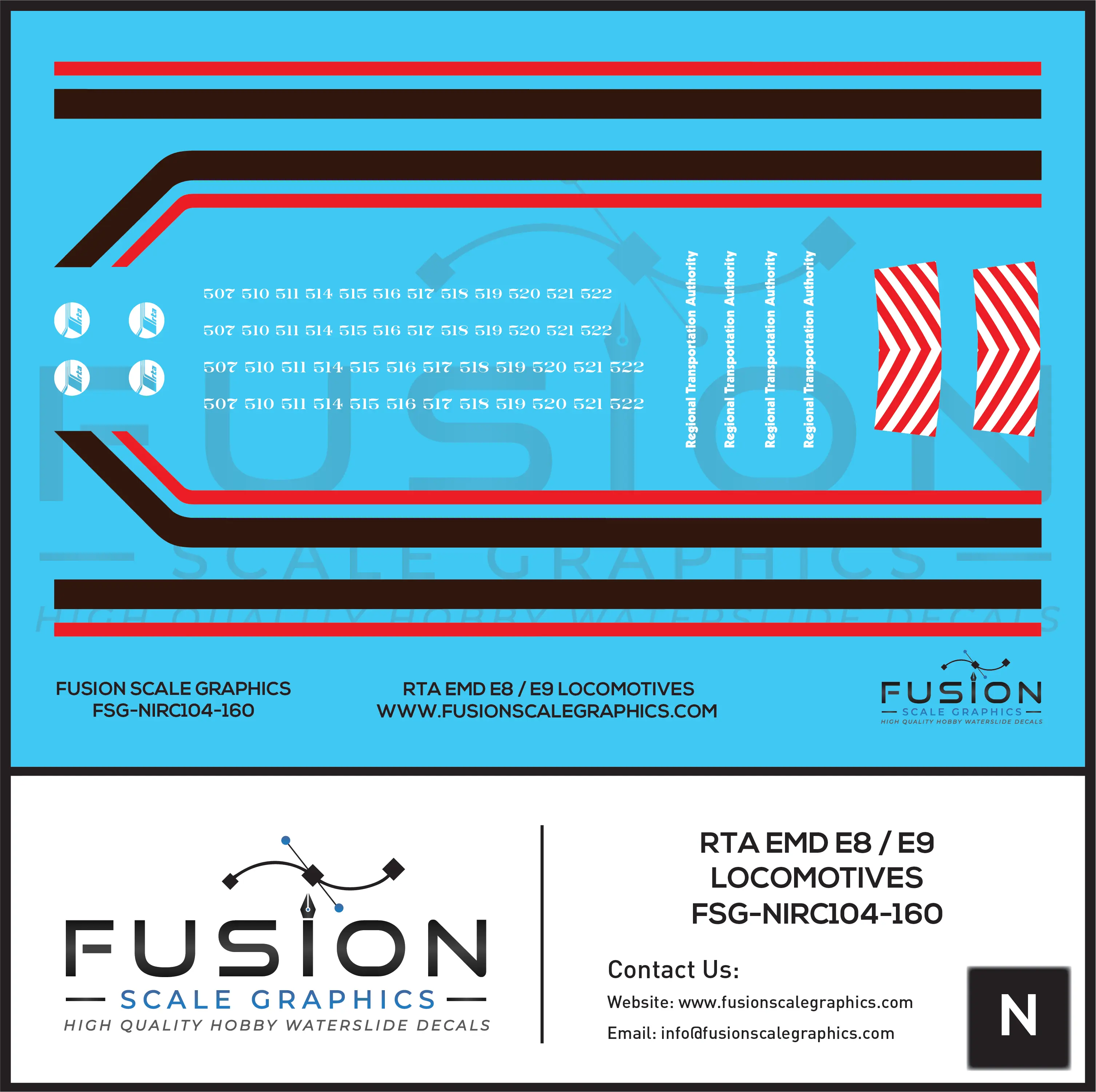 N Scale RTA EMD E8 E9 Locomotives Decal Set Fusion Scale Graphics