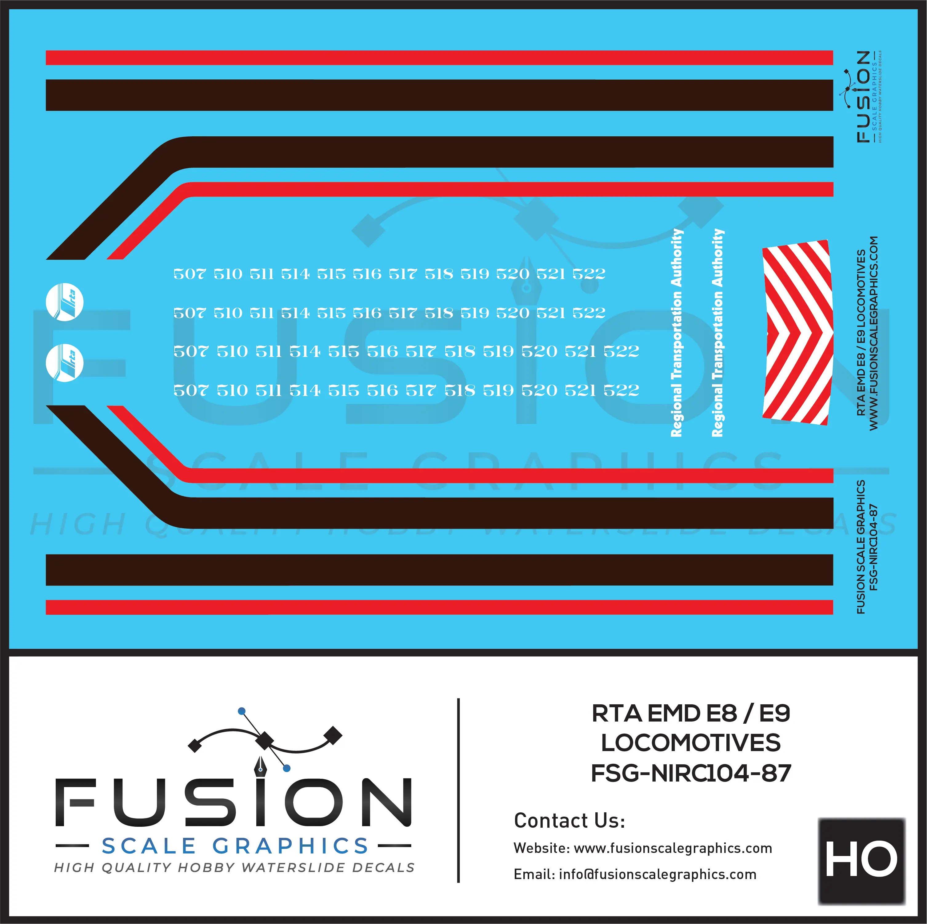 HO Scale RTA EMD E8 E9 Locomotives Decal Set - Front Range Hobbies