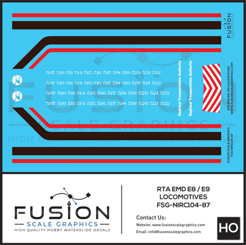 HO Scale RTA EMD E8 E9 Locomotives Decal Set - Front Range Hobbies