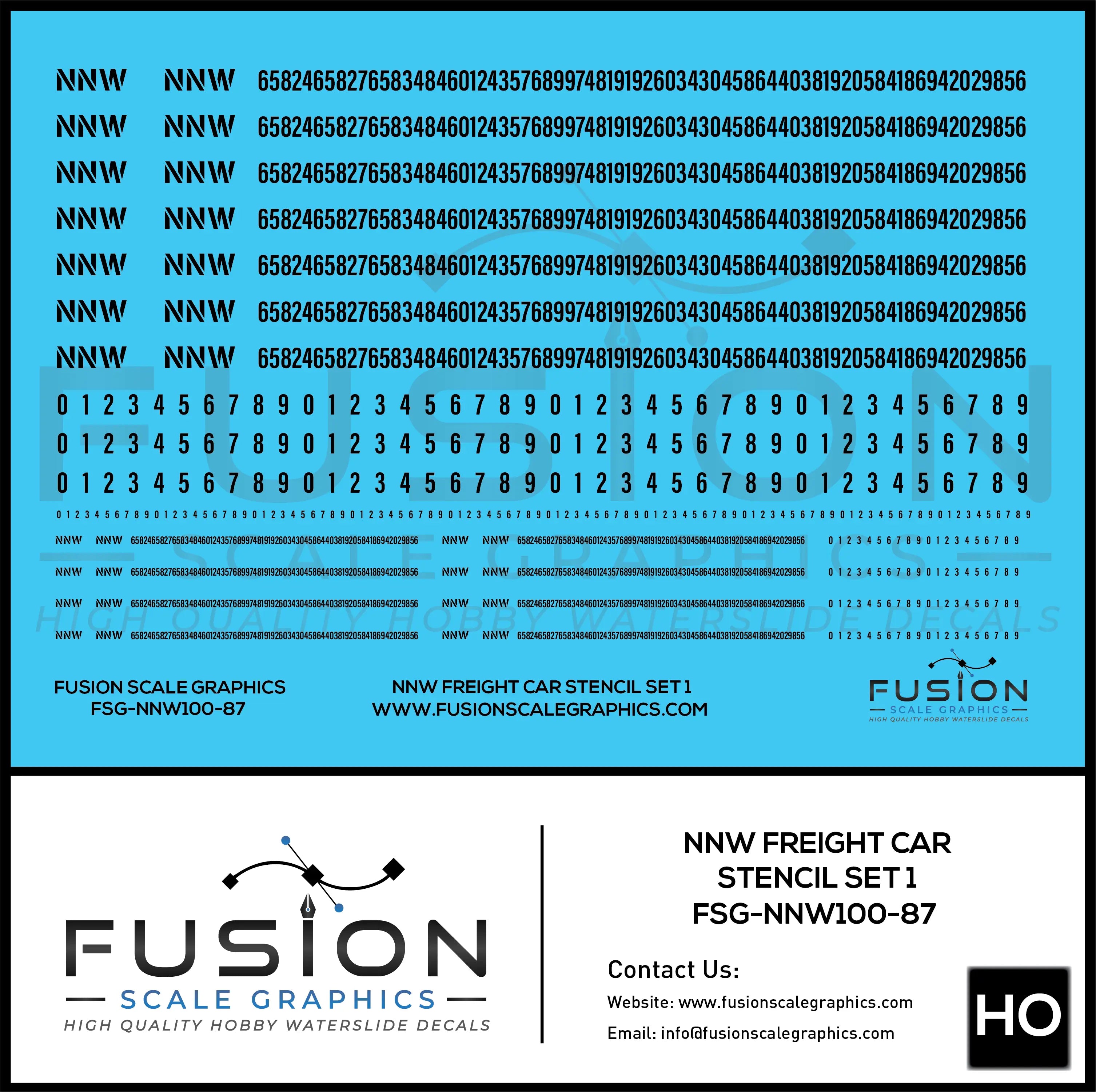 HO Scale NNW Freight Car Stencil Patches Set 1 Black Fusion Scale Graphics