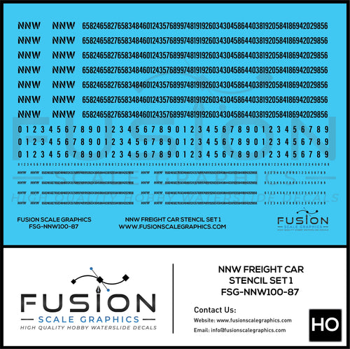 HO Scale NNW Freight Car Stencil Patches Set 1 Black Fusion Scale Graphics