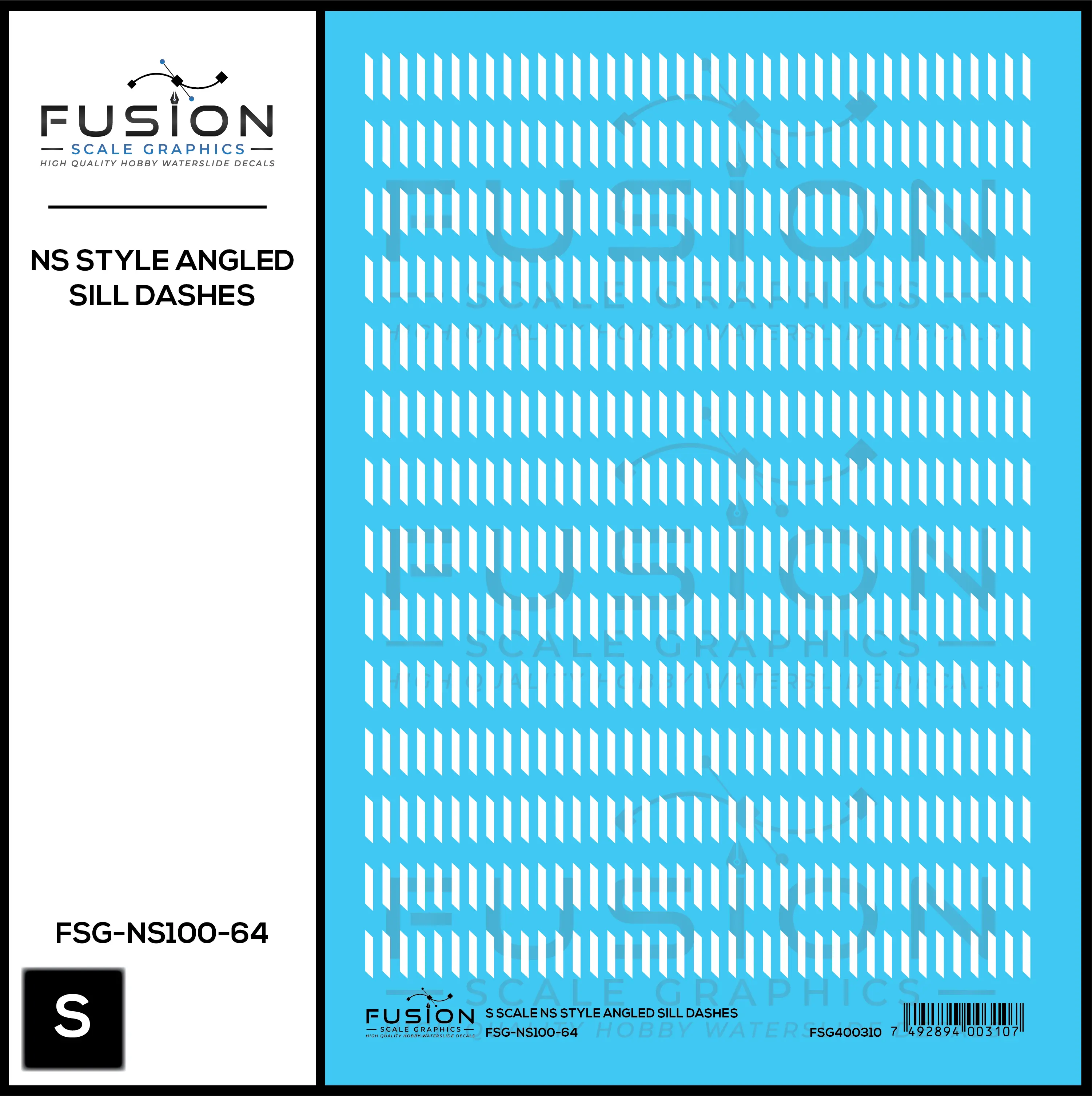 S Scale Norfolk Southern Angled Sill Dashes Decal Set Fusion Scale Graphics