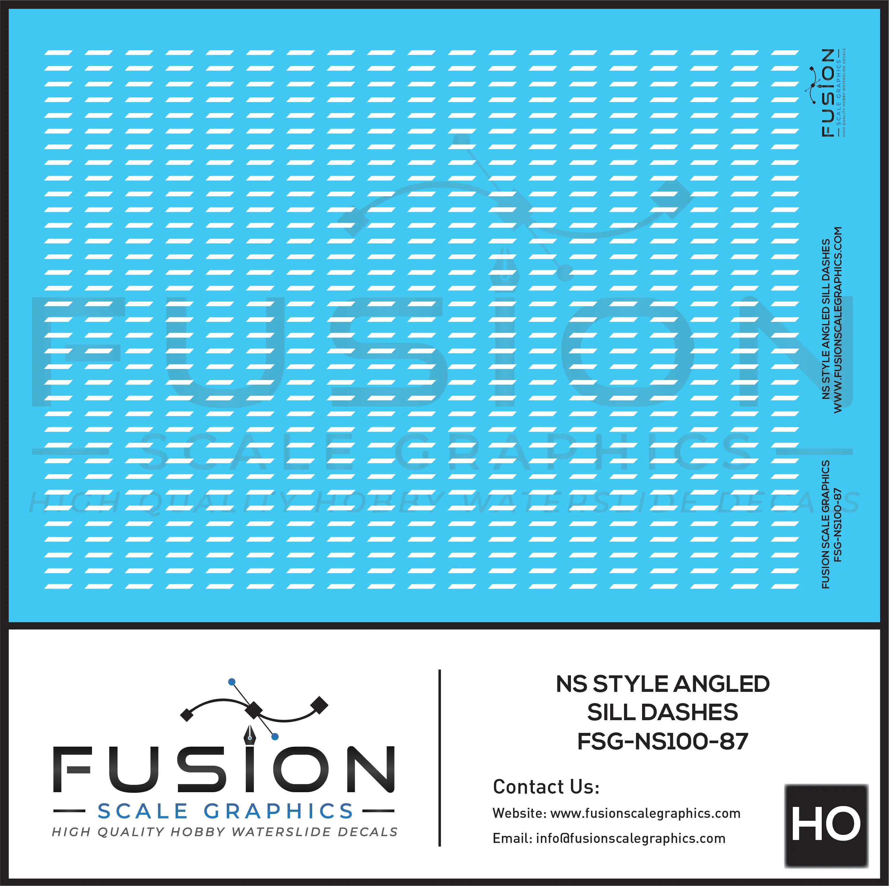 HO Scale Norfolk Southern NS Style Angled Sill Dash Decal Set Fusion Scale Graphics