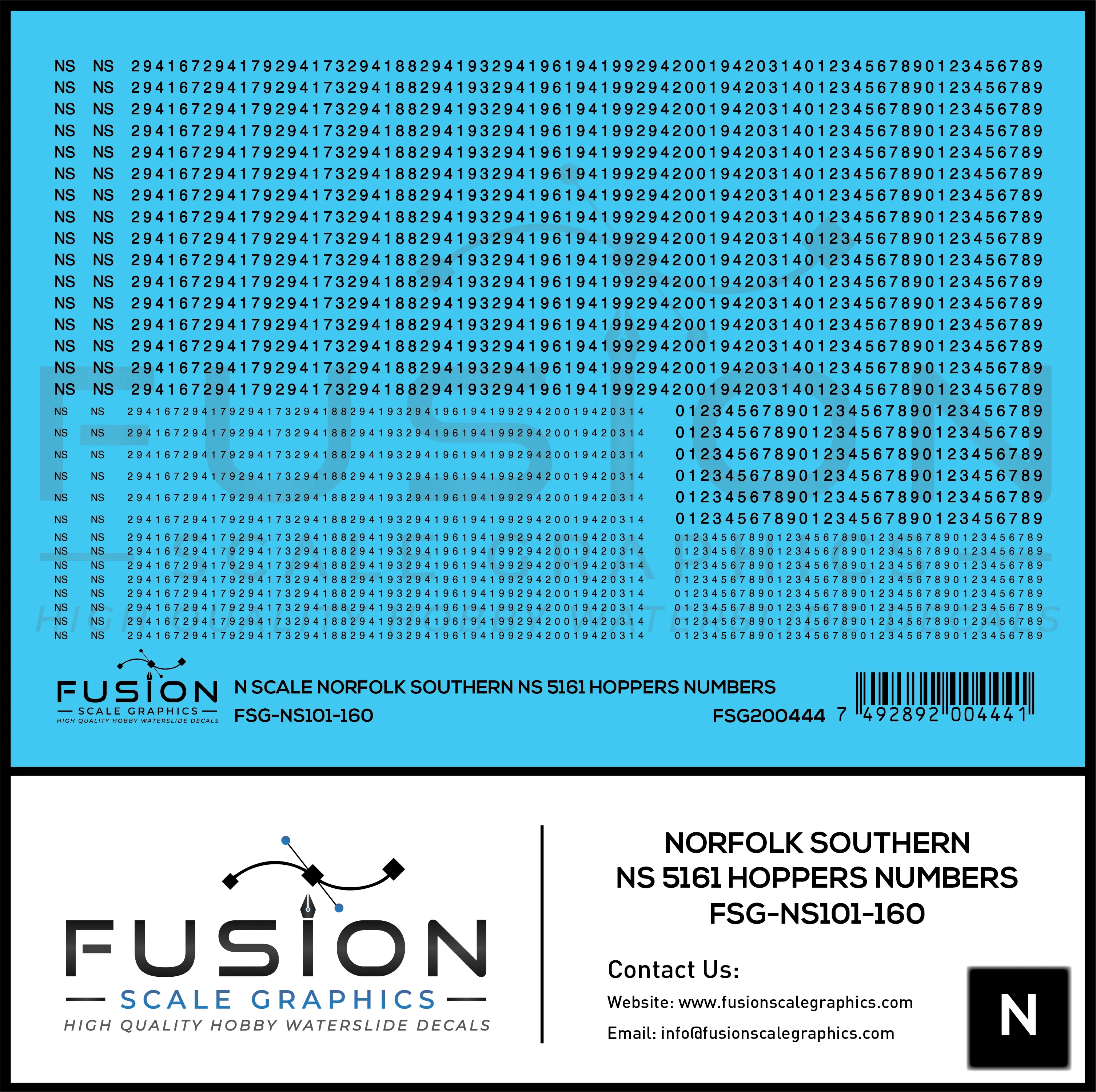 N Scale Norfolk Southern 5161 Hopper Renumbering Decal Set Fusion Scale Graphics