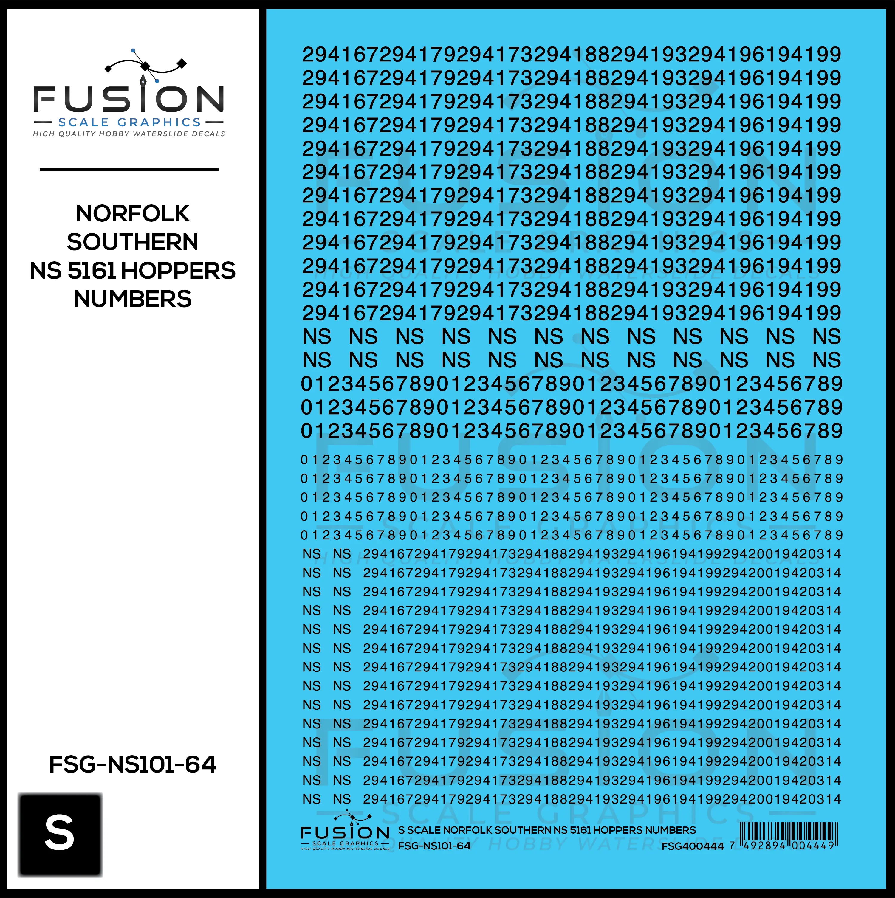 S Scale Norfolk Southern 5161 Hopper Renumbering Decal Set Fusion Scale Graphics