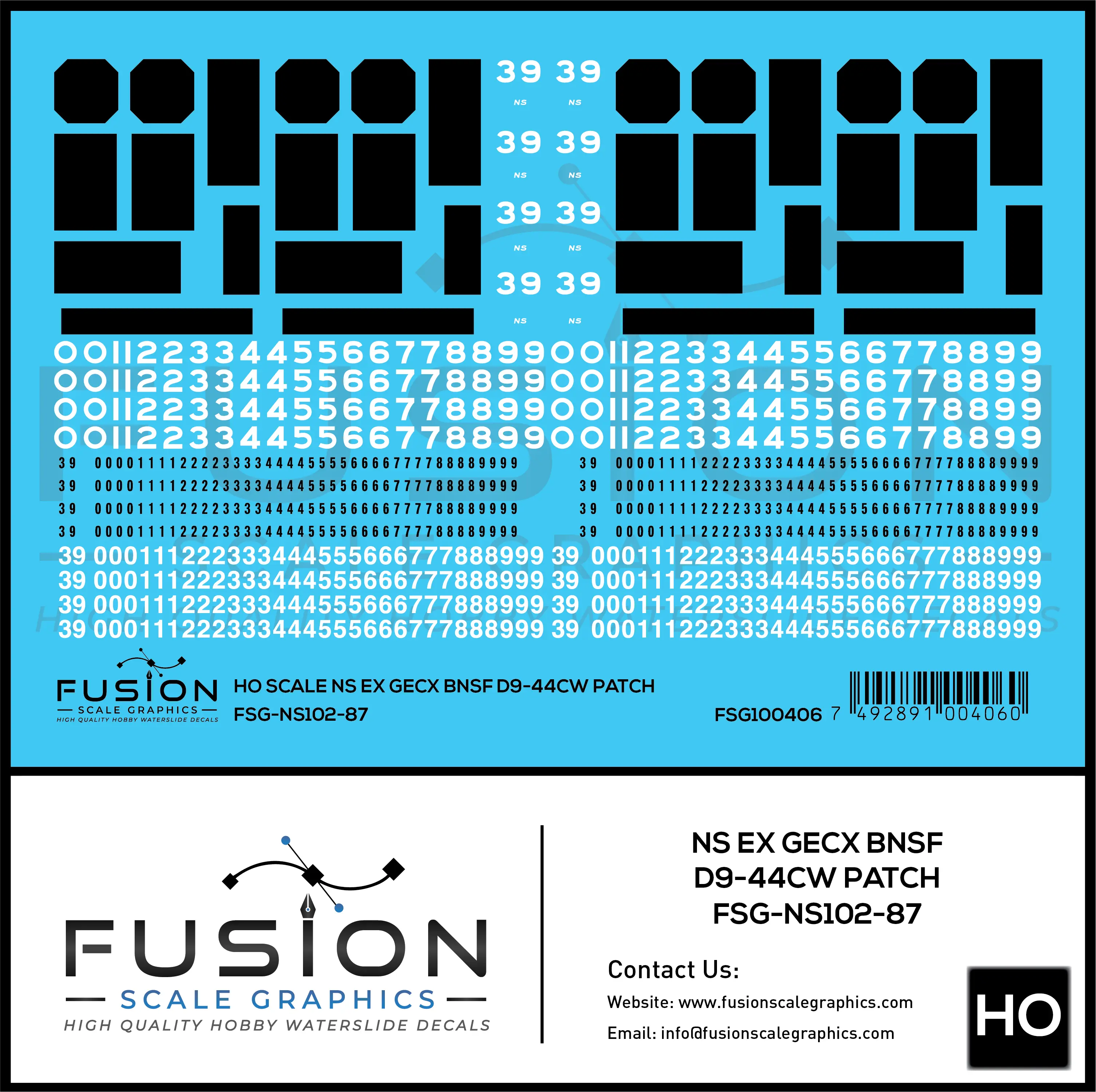 HO Scale NS Ex GECX BNSF Dash 9 Locomotive Patching Decal Set Fusion Scale Graphics