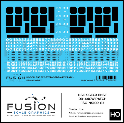 HO Scale NS Ex GECX BNSF Dash 9 Locomotive Patching Decal Set Fusion Scale Graphics