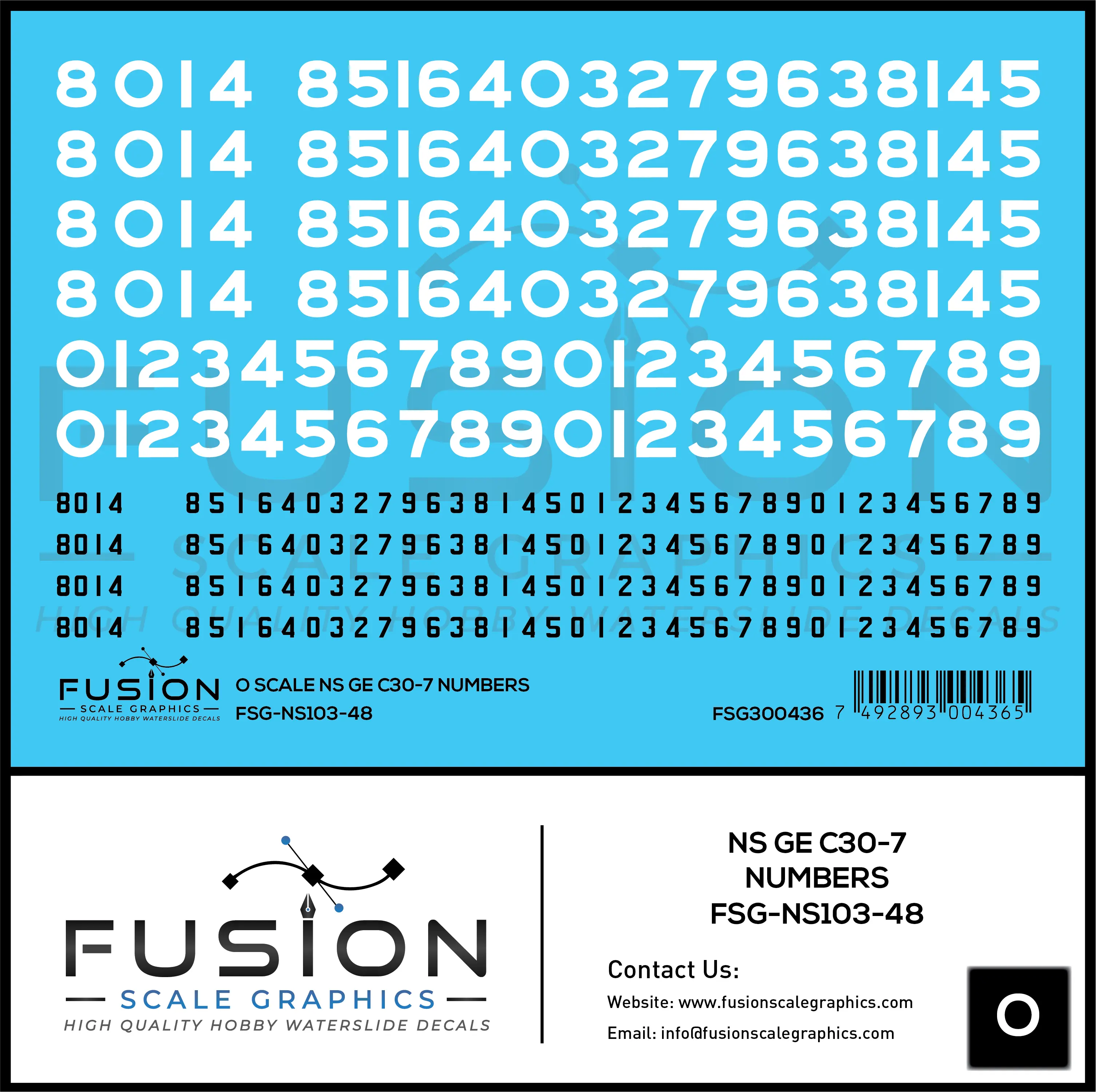 O Scale Norfolk Southern GE C30-7 Locomotive Renumber Decal Set Fusion Scale Graphics