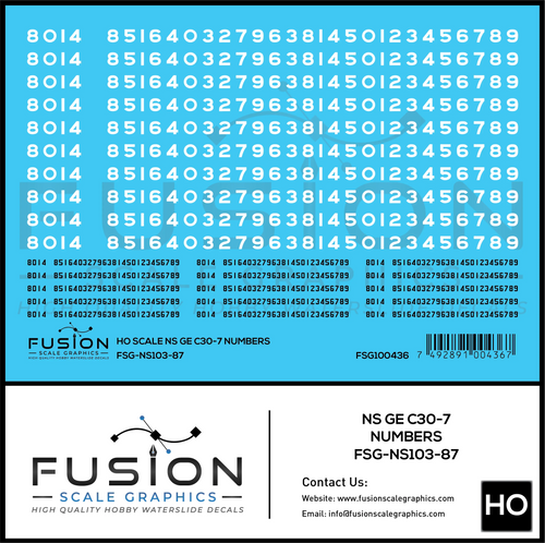 HO Scale Norfolk Southern GE C30-7 Locomotive Renumber Decal Set Fusion Scale Graphics
