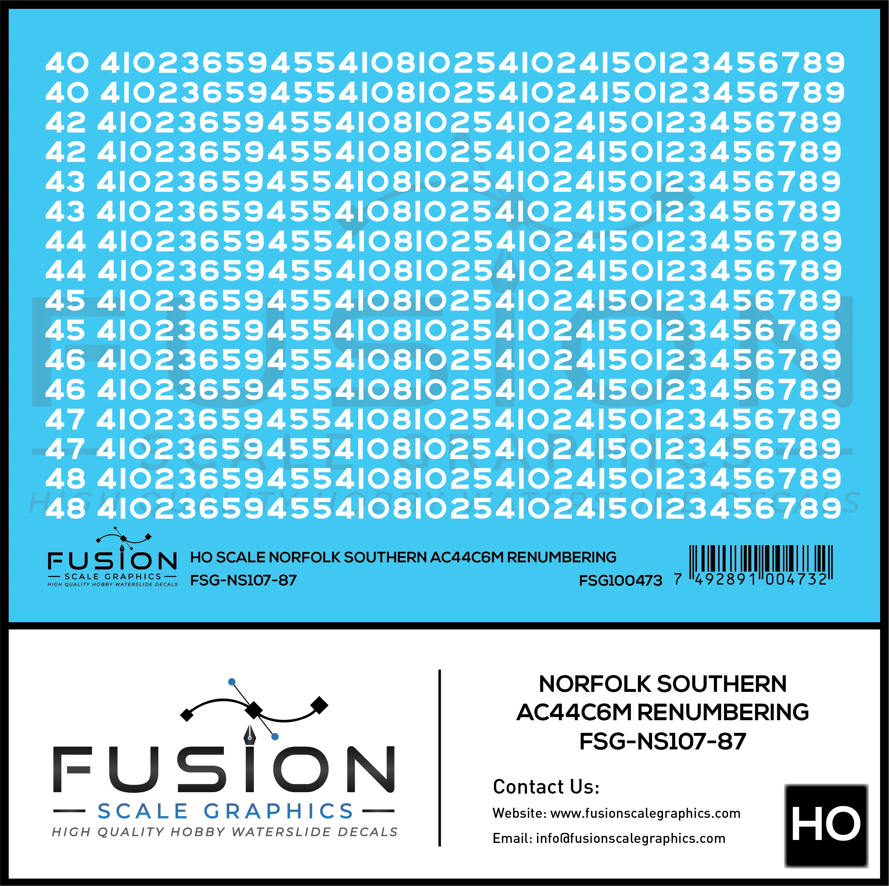 HO Scale Norfolk Southern GE AC44C6M Locomotive Renumbering Decal Set Fusion Scale Graphics