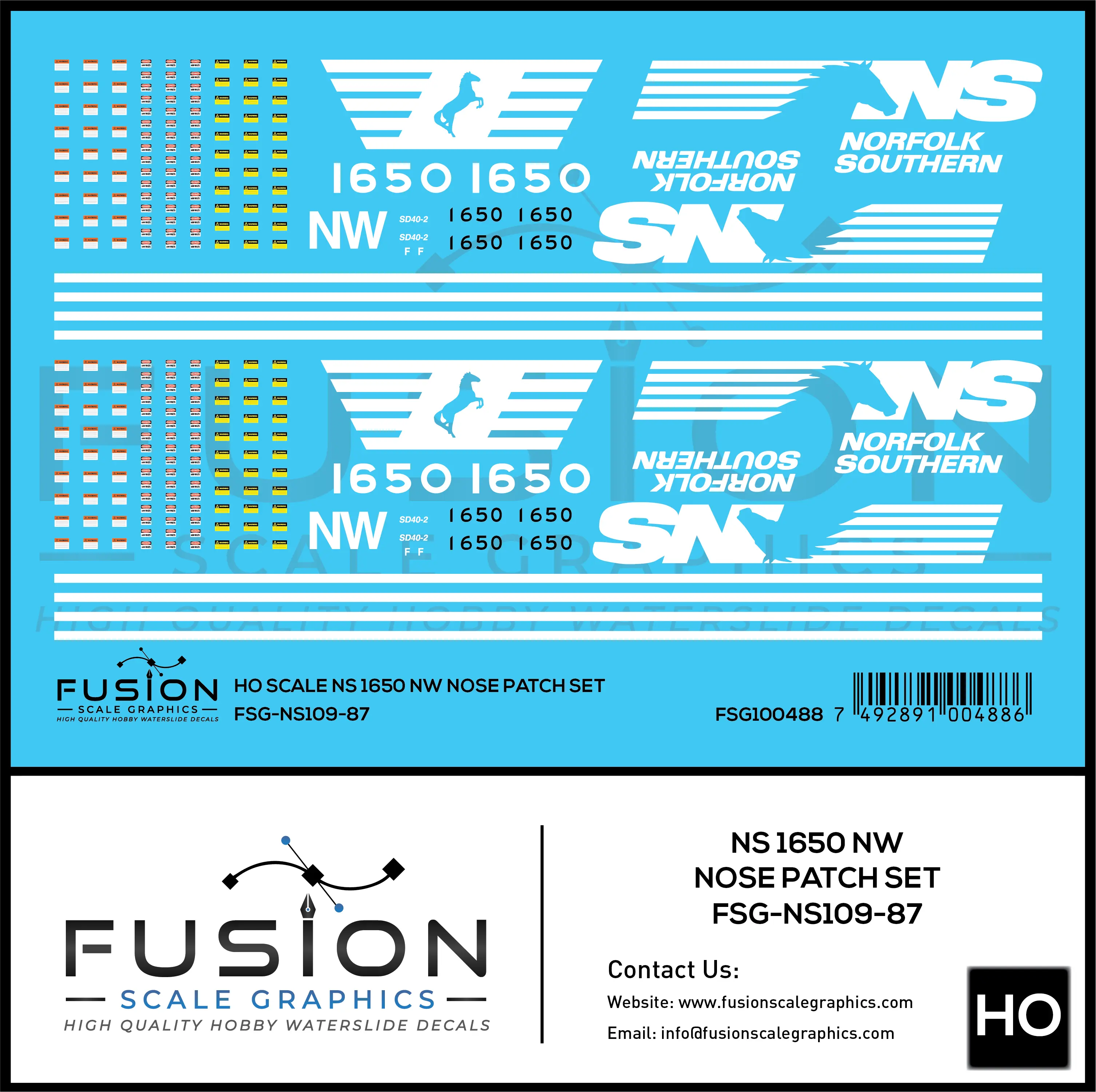 HO Scale Norfolk Southern 1650 N&W Nose Patch Decal Set Fusion Scale Graphics