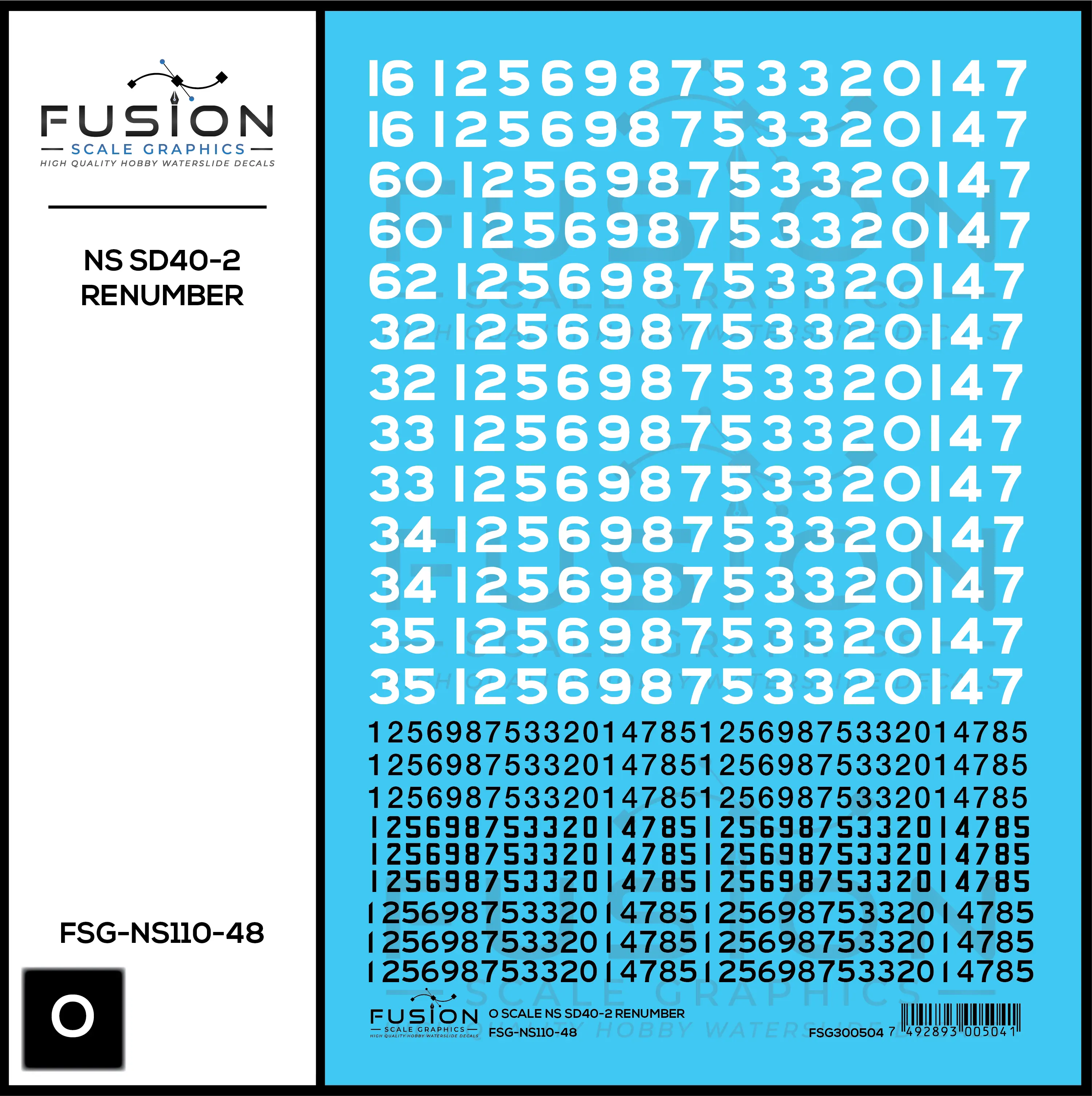 O Scale Norfolk Southern EMD SD40-2 Locomotive Renumber Patch Decal Set Fusion Scale Graphics
