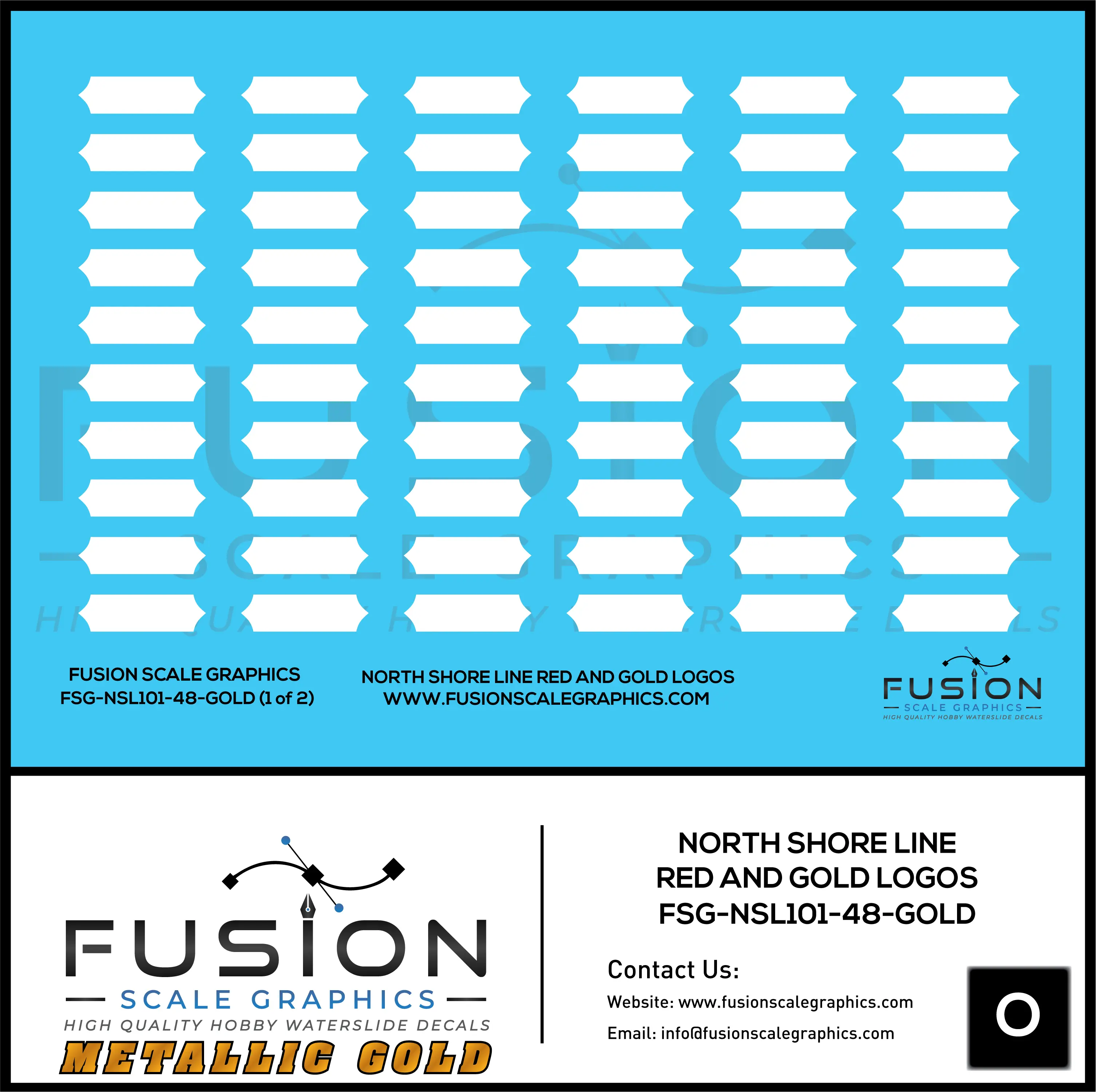Metallic Gold O Scale North Shore Line Red and Gold Logos Decal Set Fusion Scale Graphics