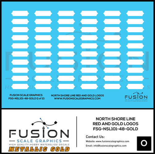 Metallic Gold O Scale North Shore Line Red and Gold Logos Decal Set Fusion Scale Graphics