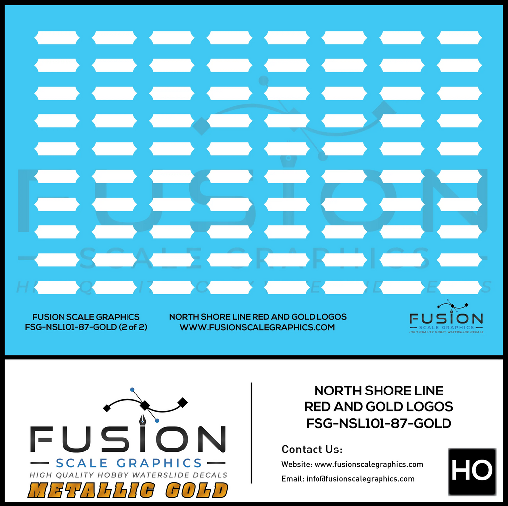 Metallic Silver HO Scale North Shore Line Red and Silver Logos Decal Set Fusion Scale Graphics