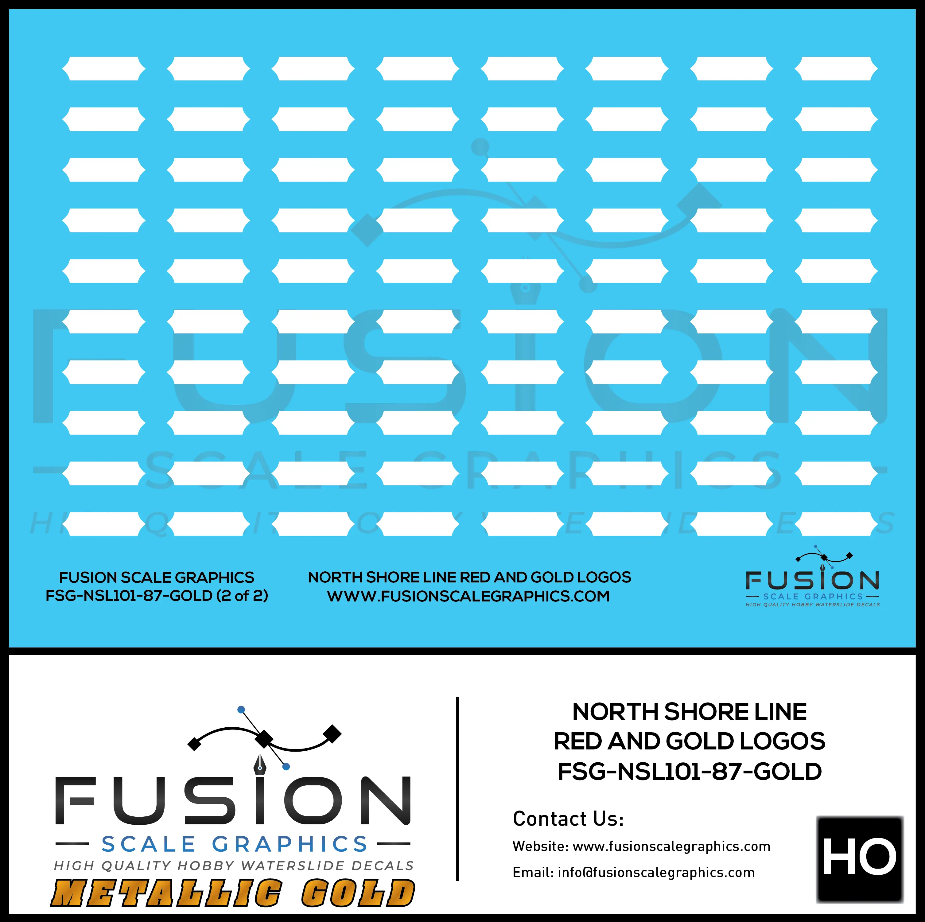 Metallic Silver HO Scale North Shore Line Red and Silver Logos Decal Set Fusion Scale Graphics