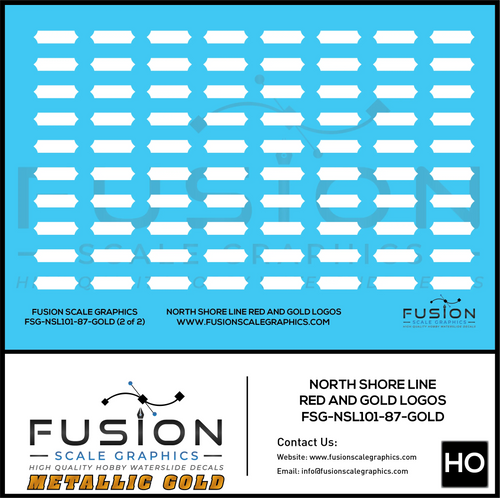 Metallic Silver HO Scale North Shore Line Red and Silver Logos Decal Set Fusion Scale Graphics
