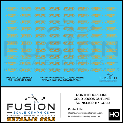 Metallic Gold HO Scale North Shore Line Gold Logos Outline Decal Set Fusion Scale Graphics