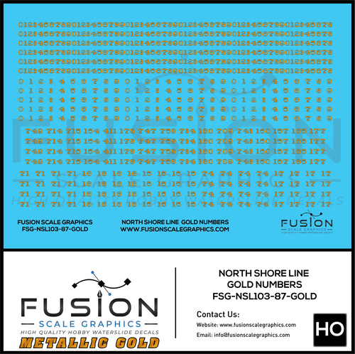 Metallic Gold HO Scale North Shore Line Gold Car Numbers Decal Set Fusion Scale Graphics