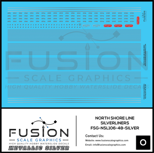 Metallic Silver O Scale Chicago North Shore & Milwaukee Silverliners Decal Set Fusion Scale Graphics