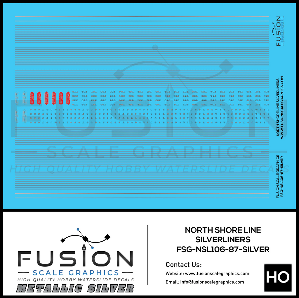 Metallic Silver HO Scale Chicago North Shore & Milwaukee Silverliners Decal Set Fusion Scale Graphics
