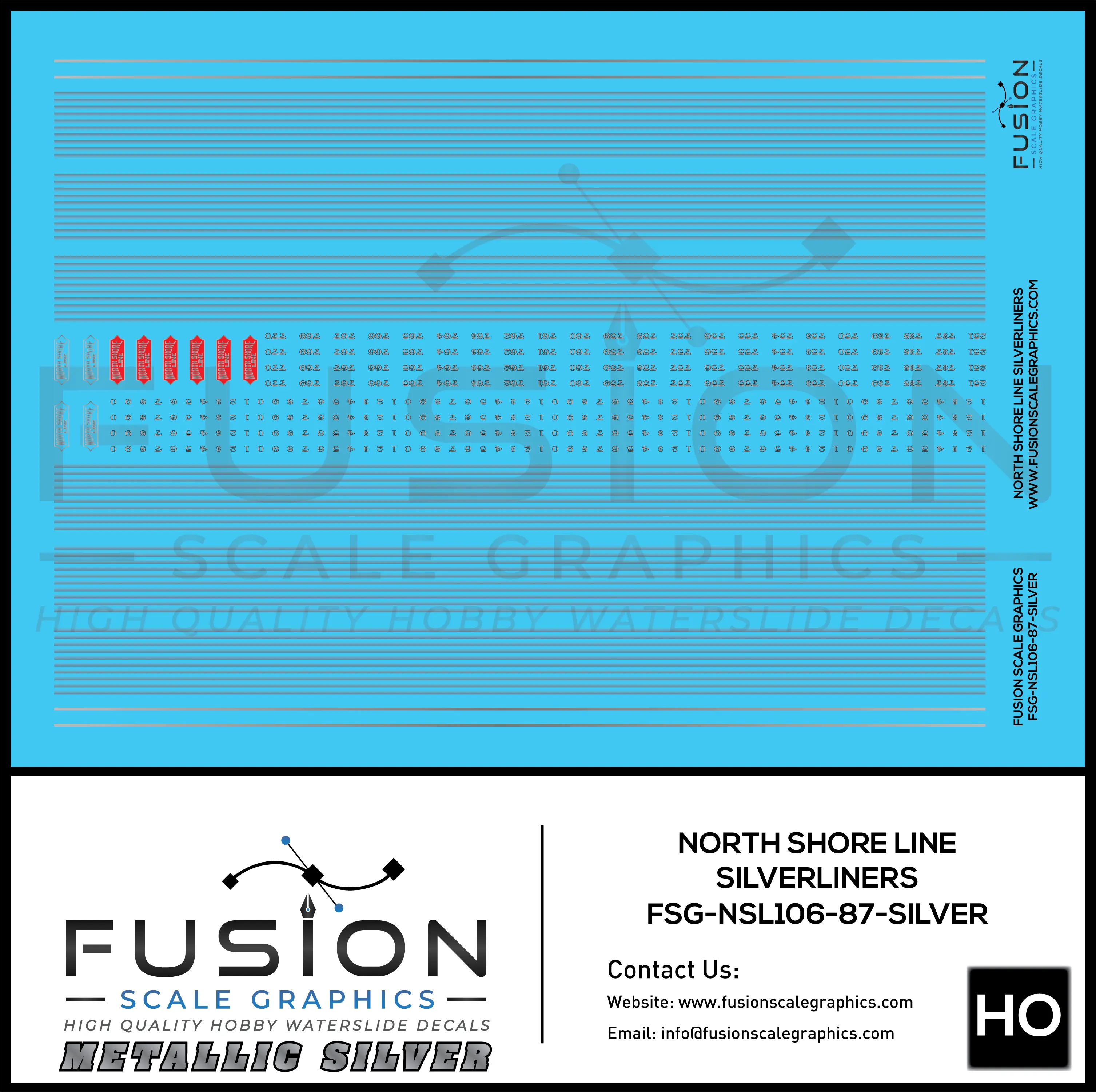 Metallic Silver HO Scale Chicago North Shore & Milwaukee Silverliners Decal Set Fusion Scale Graphics