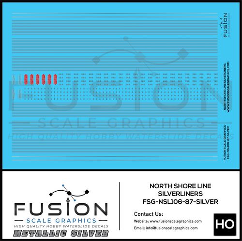 Metallic Silver HO Scale Chicago North Shore & Milwaukee Silverliners Decal Set Fusion Scale Graphics