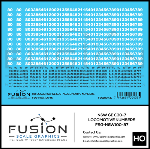 HO Scale Norfolk & Western GE C30-7 Locomotive Renumber Decal Set Fusion Scale Graphics
