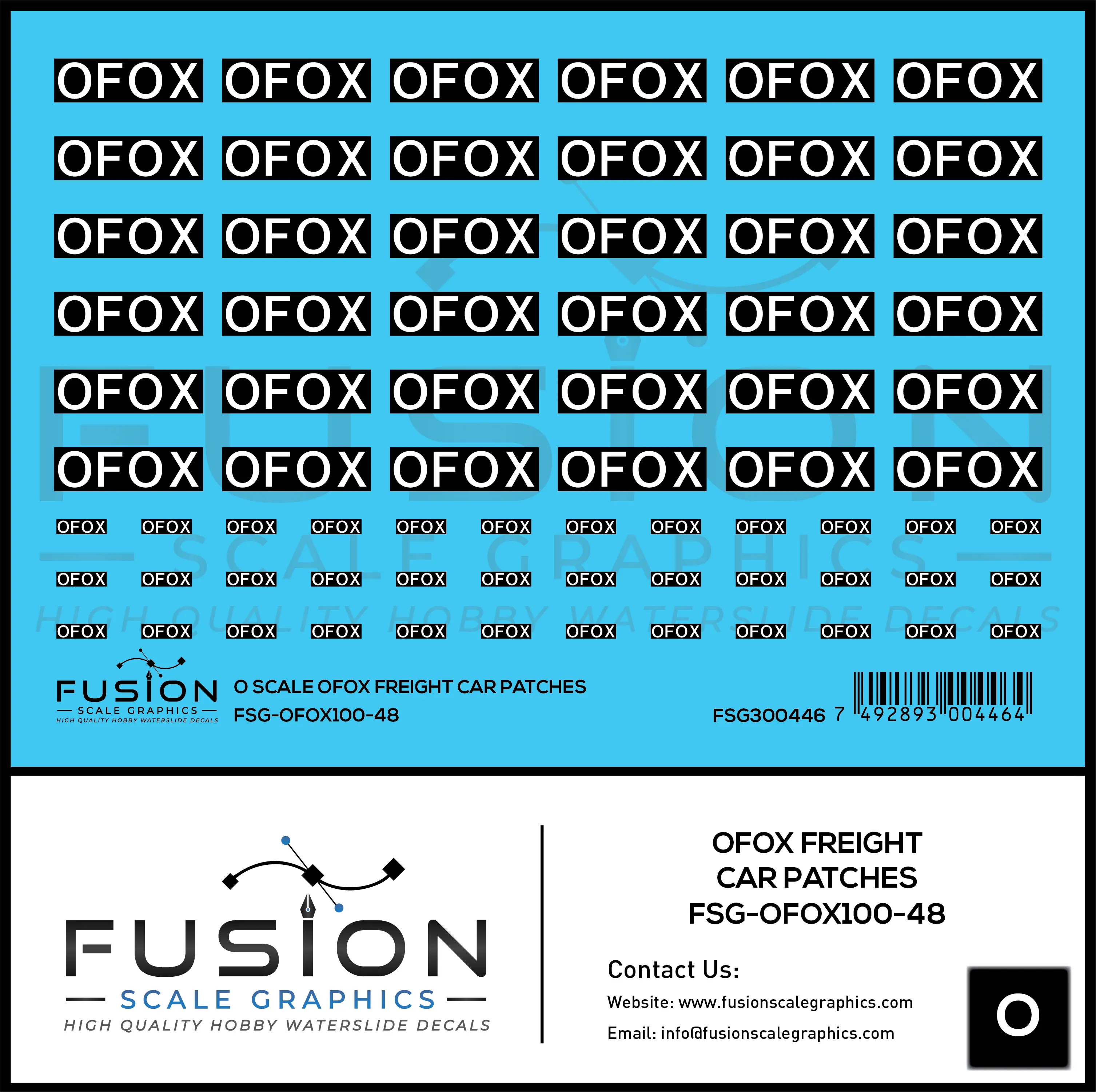 O Scale OFOX White/Black Freight Car Patch Outs Decal Set Fusion Scale Graphics