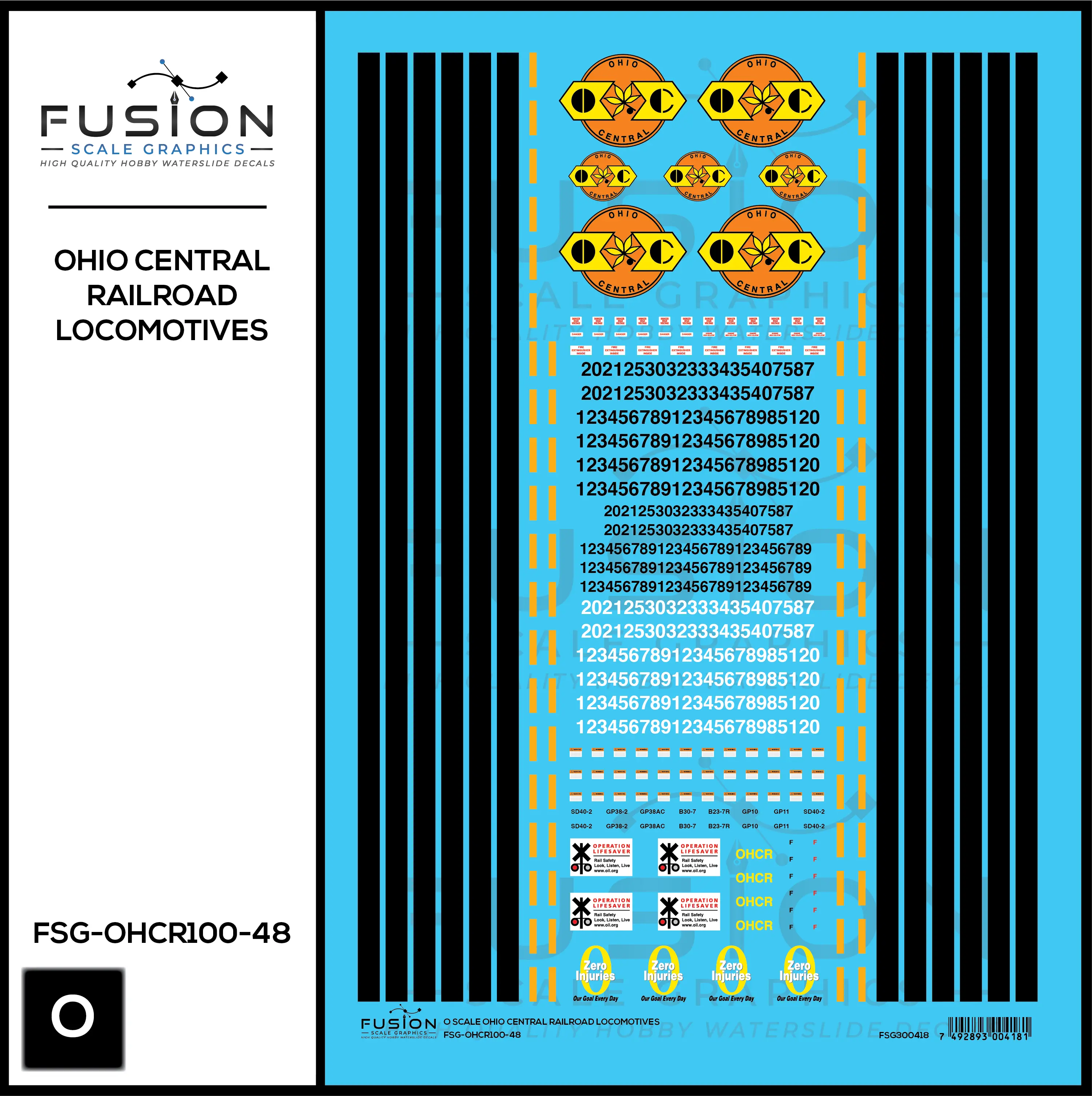 O Scale Ohio Central Railroad Locomotives Decal Set Fusion Scale Graphics