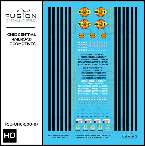 HO Scale Ohio Central Railroad Locomotive Decal Set Fusion Scale Graphics
