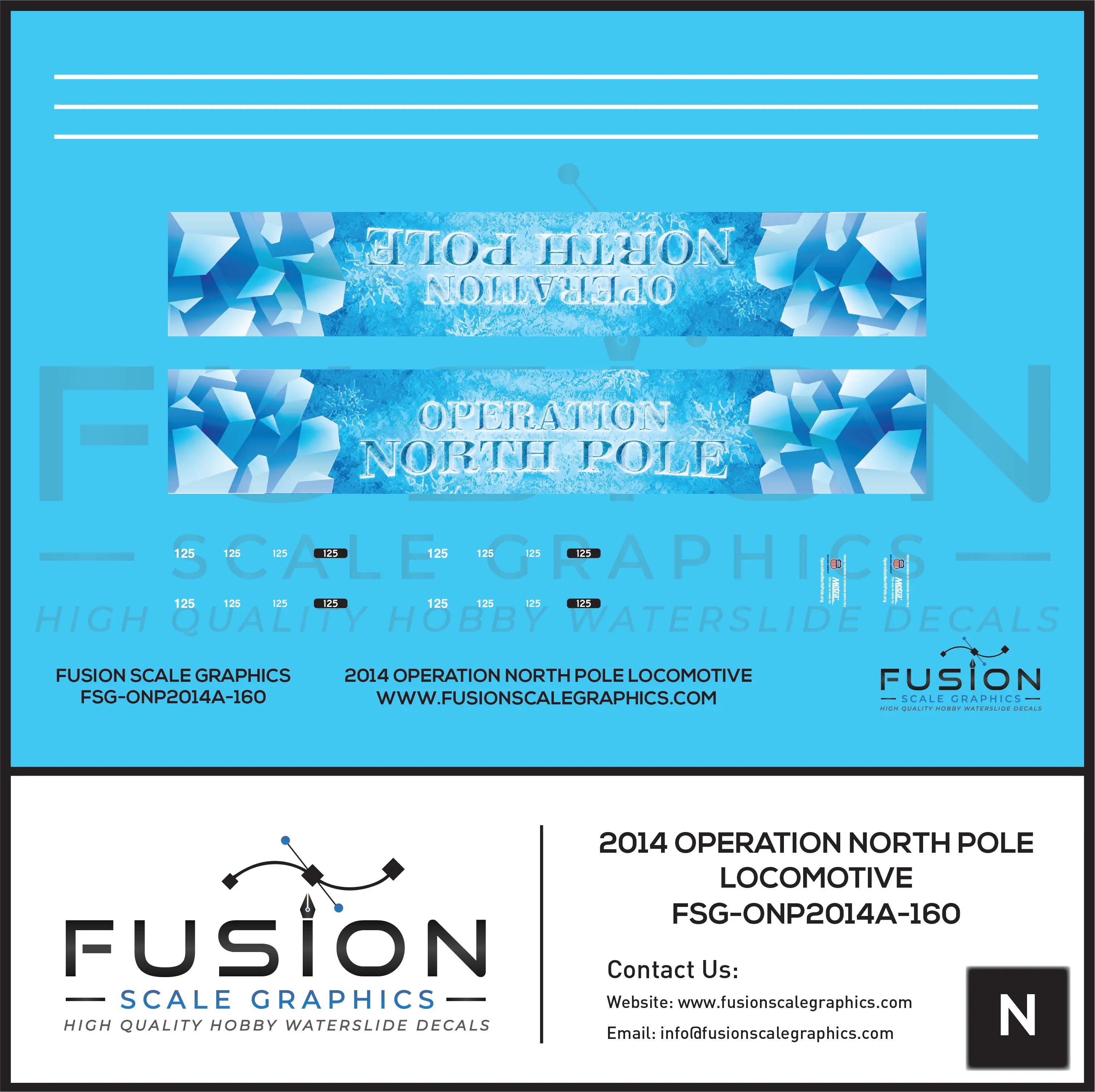 N Scale Operation North Pole 2014 Locomotive Decal Set Fusion Scale Graphics