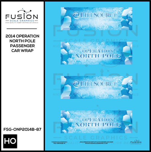 HO Scale Metra Operation North Pole 2014 Passenger Car Wrap Decal Set - Front Range Hobbies