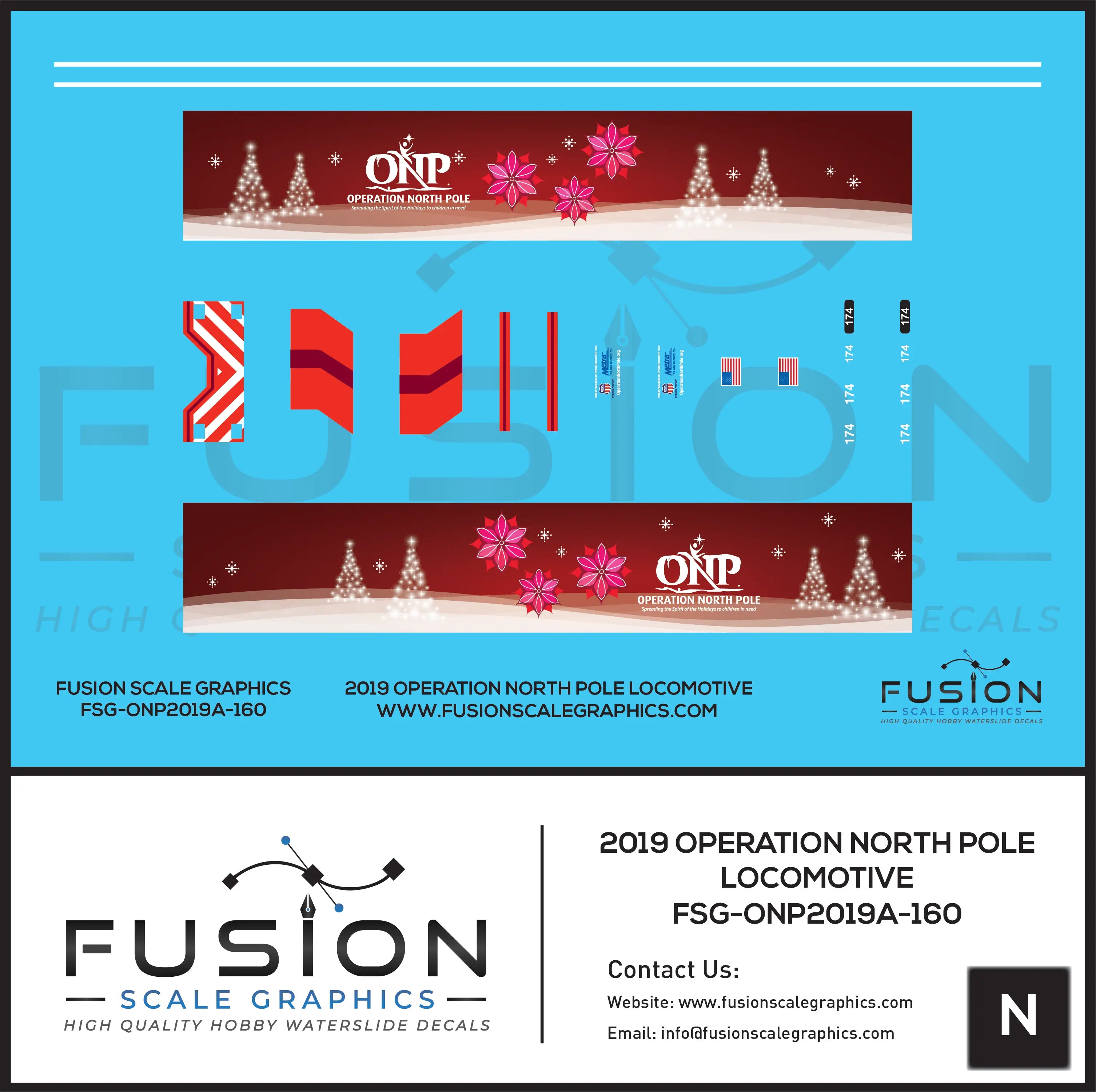 N Scale Metra Operation North Pole 2019 F40PH Locomotive Wrap Decal Set Fusion Scale Graphics