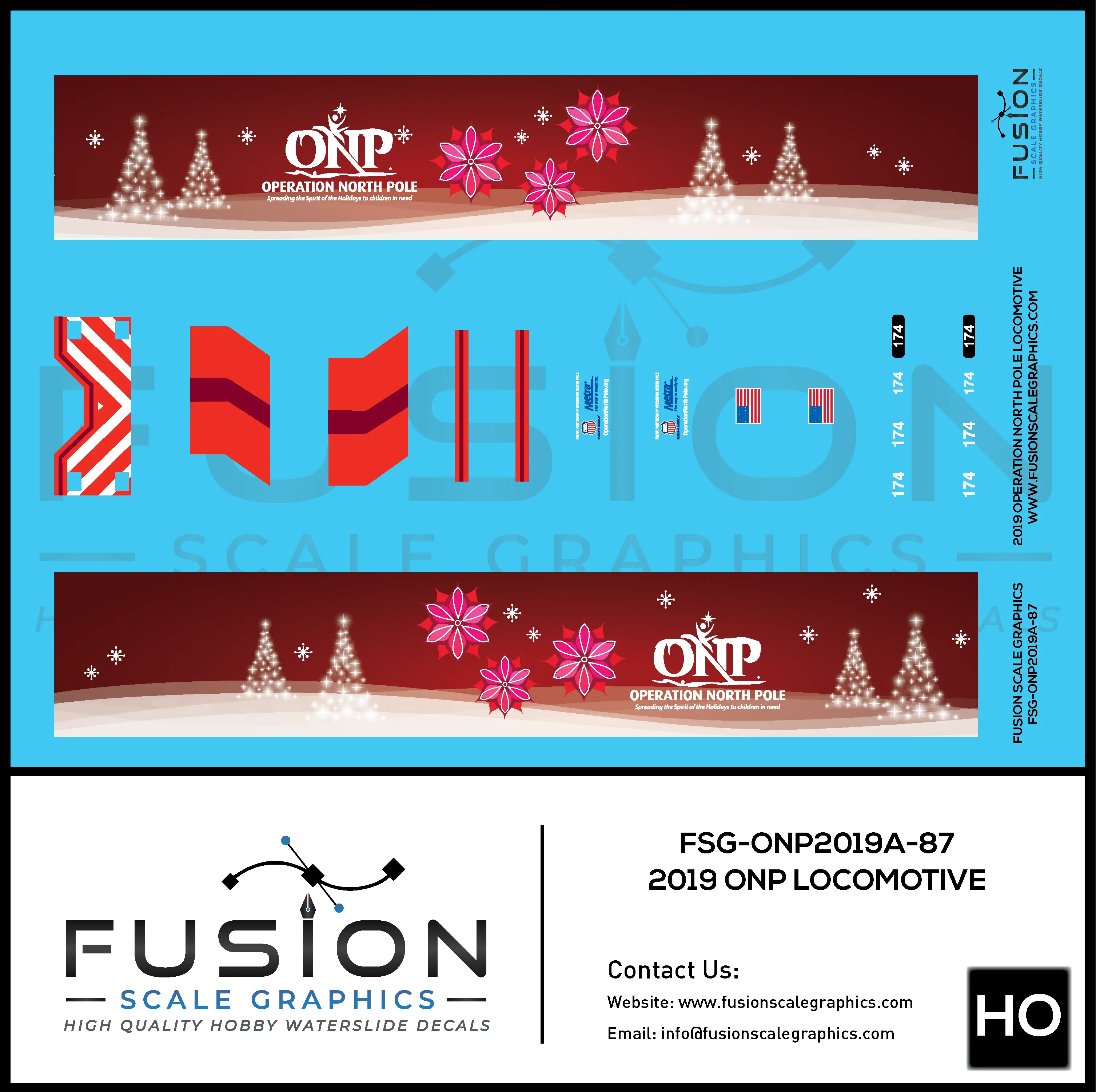 HO Scale Operation North Pole 2019 Locomotive Decal Set Fusion Scale Graphics