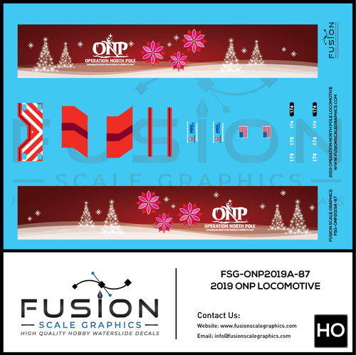HO Scale Operation North Pole 2019 Locomotive Decal Set Fusion Scale Graphics