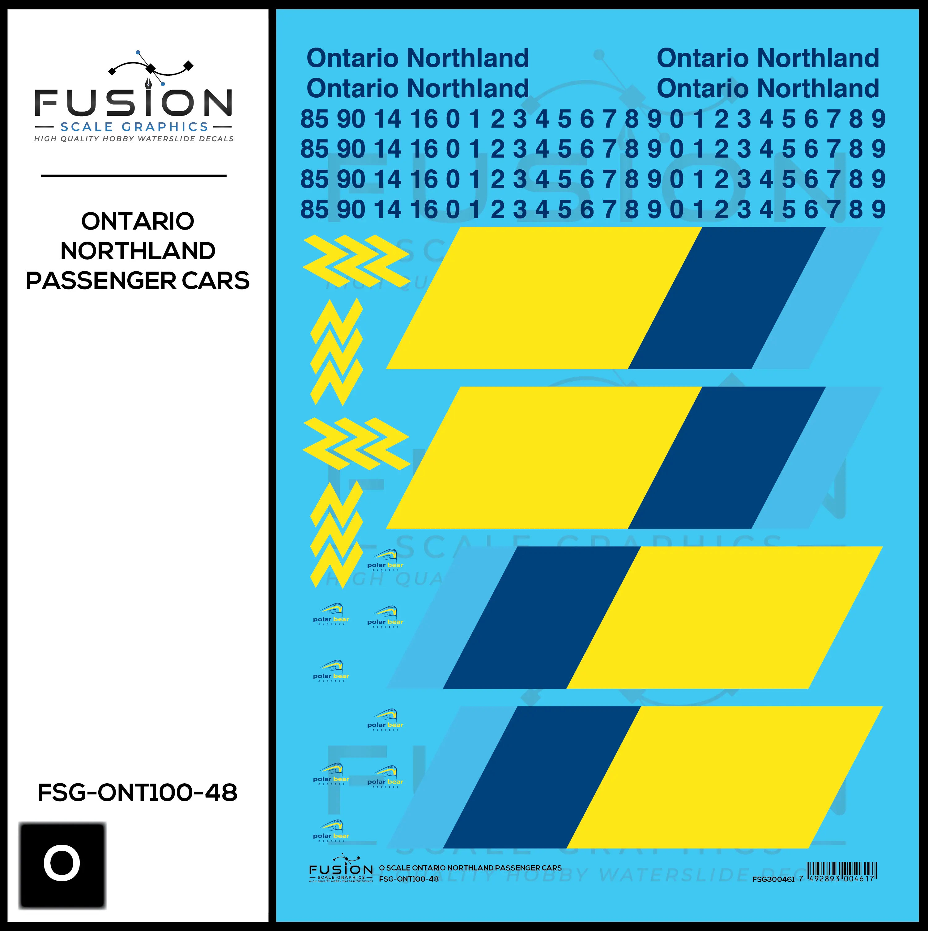 O Scale Ontario Northland Passenger Cars Decal Set Fusion Scale Graphics
